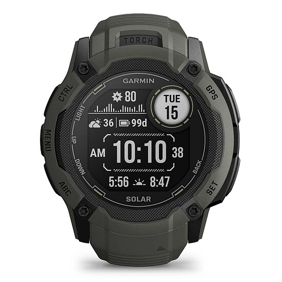 Garmin Instinct 2X Solar Moosgrün mit Silikonarmband Ref. 010-02805-05 - Outdoor GPS Smartwatch