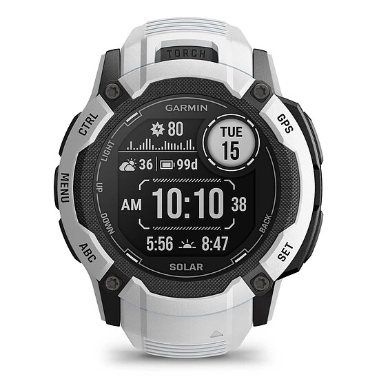 Garmin Instinct 2X Solar Steinweiss mit Silikonarmband Ref. 010-02805-04 - Outdoor GPS Smartwatch