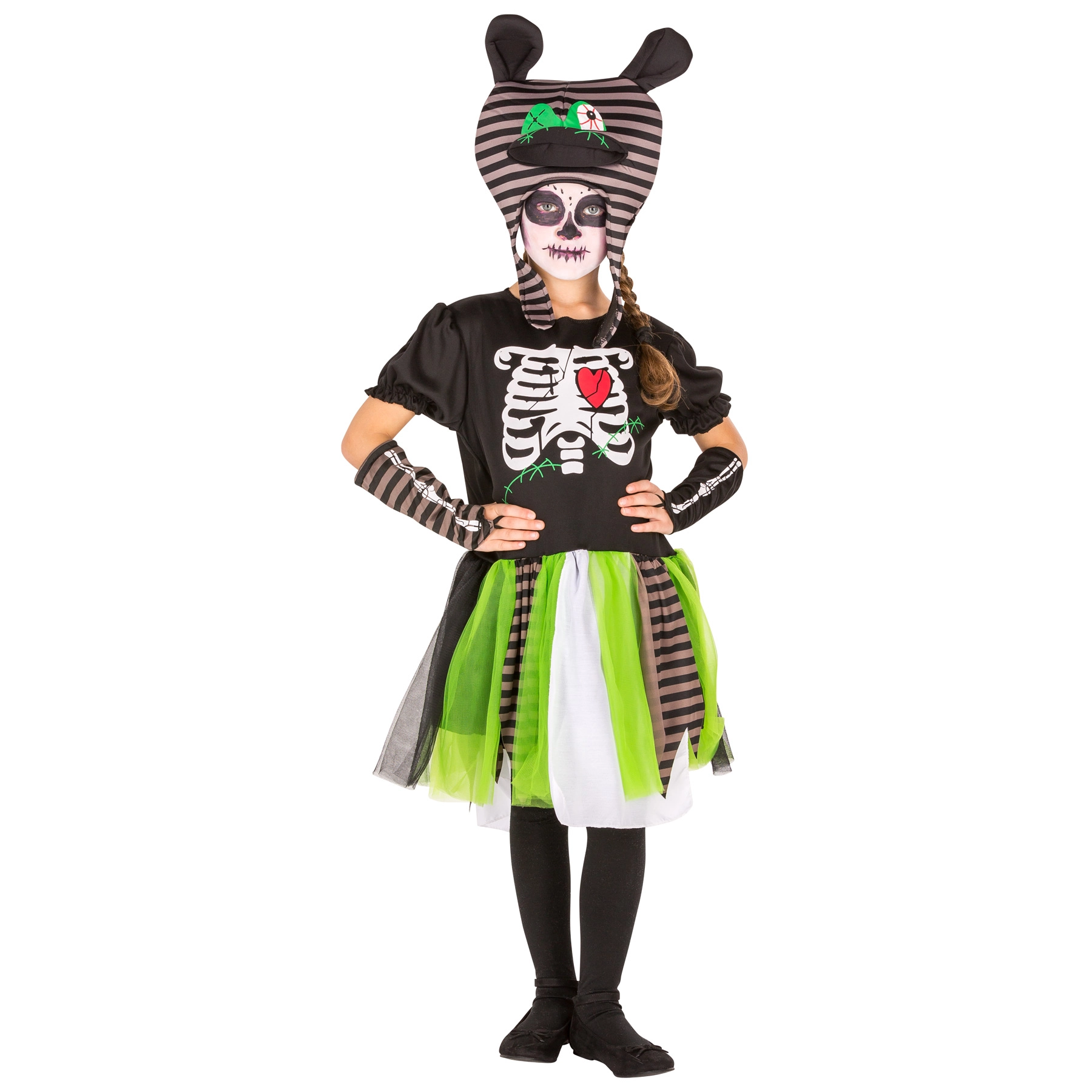 Girlie Zombie Skelett Kostüm - 152 (12-14 Jahre)