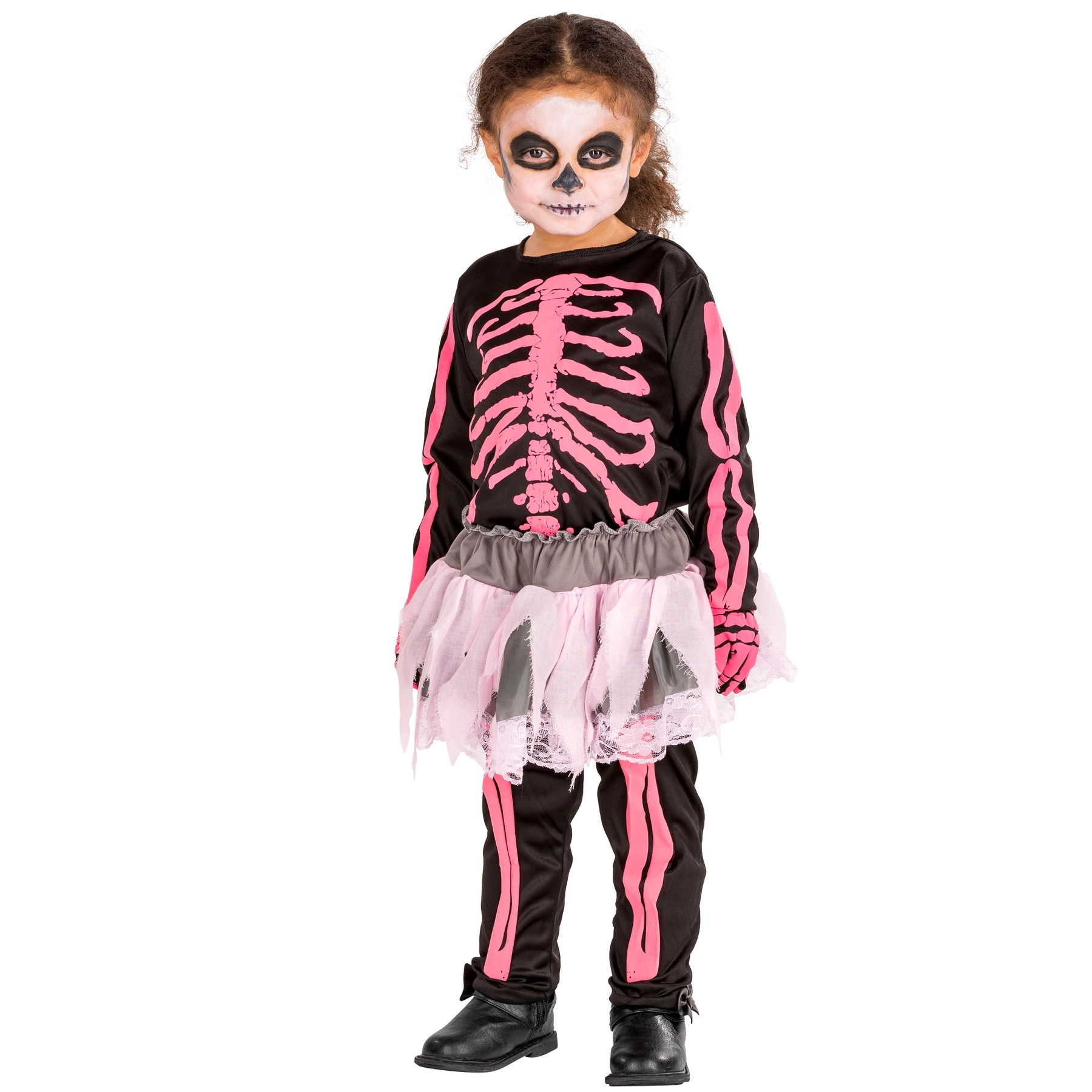 Mädchenkostüm Pink Skelett - 104 (3-5 Jahre)