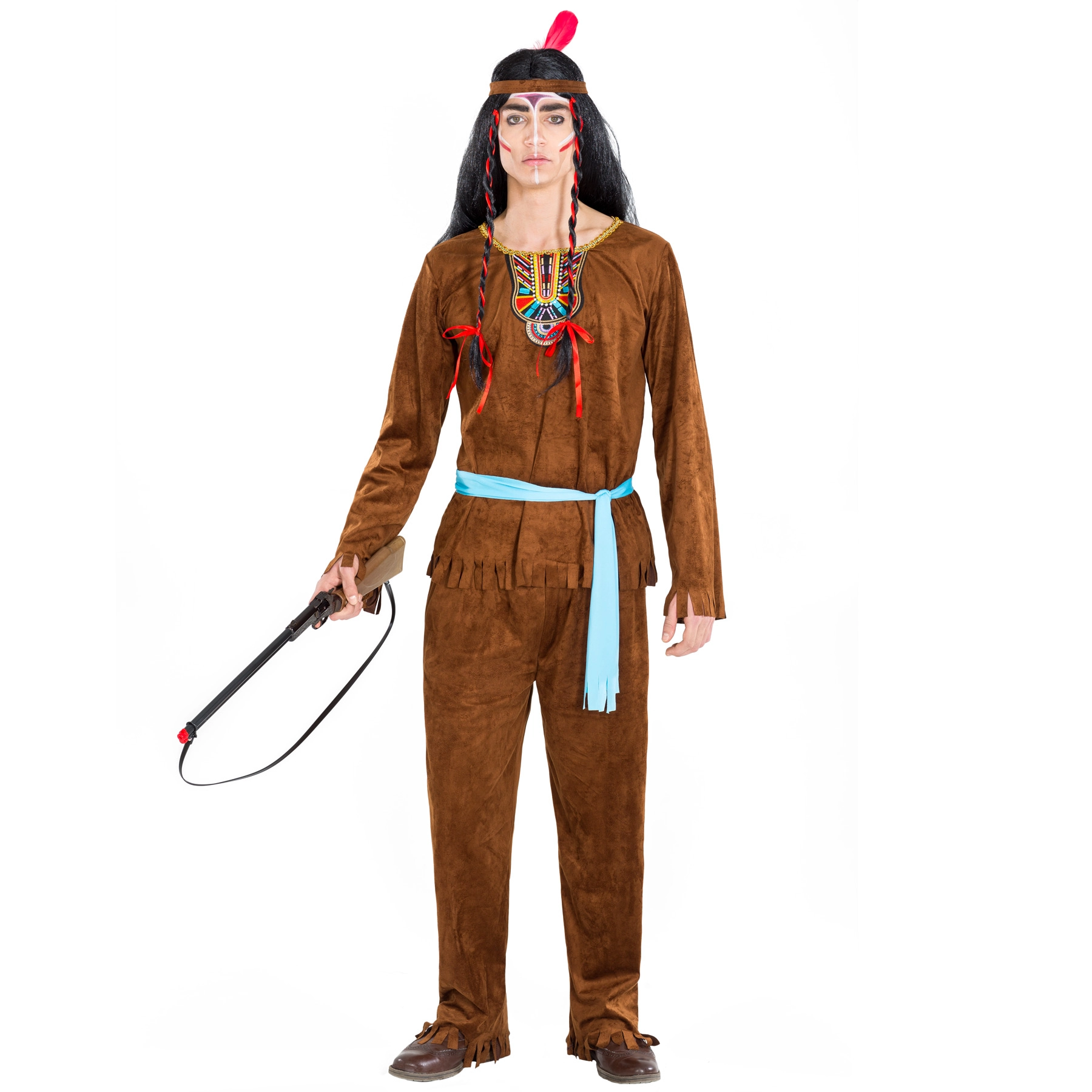 Herrenkostüm Indianer Apache kräftiger Bison - L