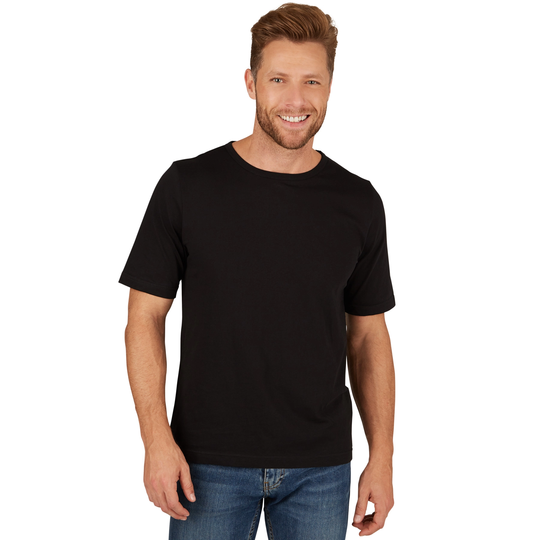 Herren T-Shirt mit Rundhals-Ausschnitt - schwarz, XXL