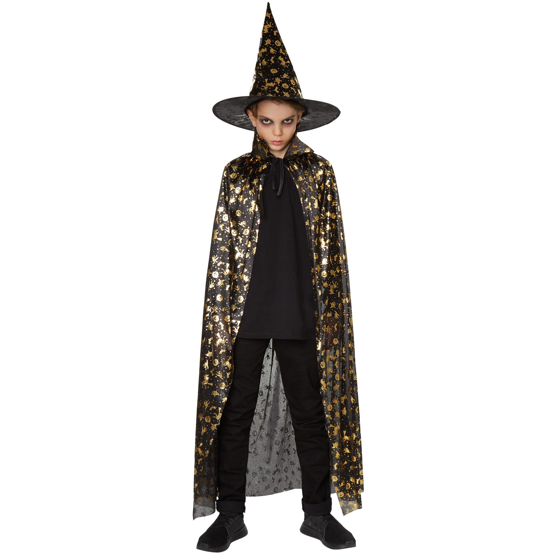 Unisex Kinder Set Hut und Umhang Halloween - 90 cm