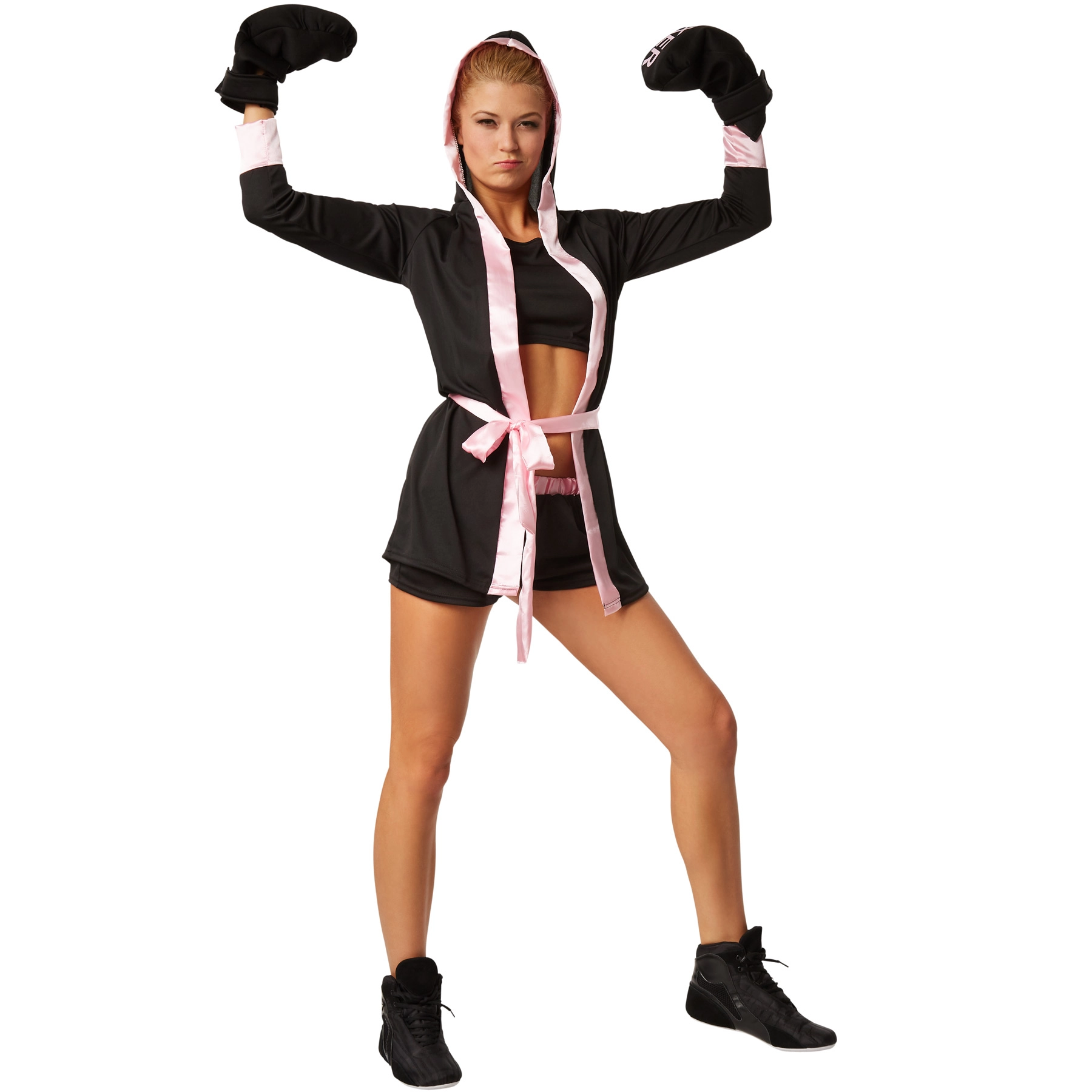 Frauenkostüm Boxerin - schwarz/pink, M