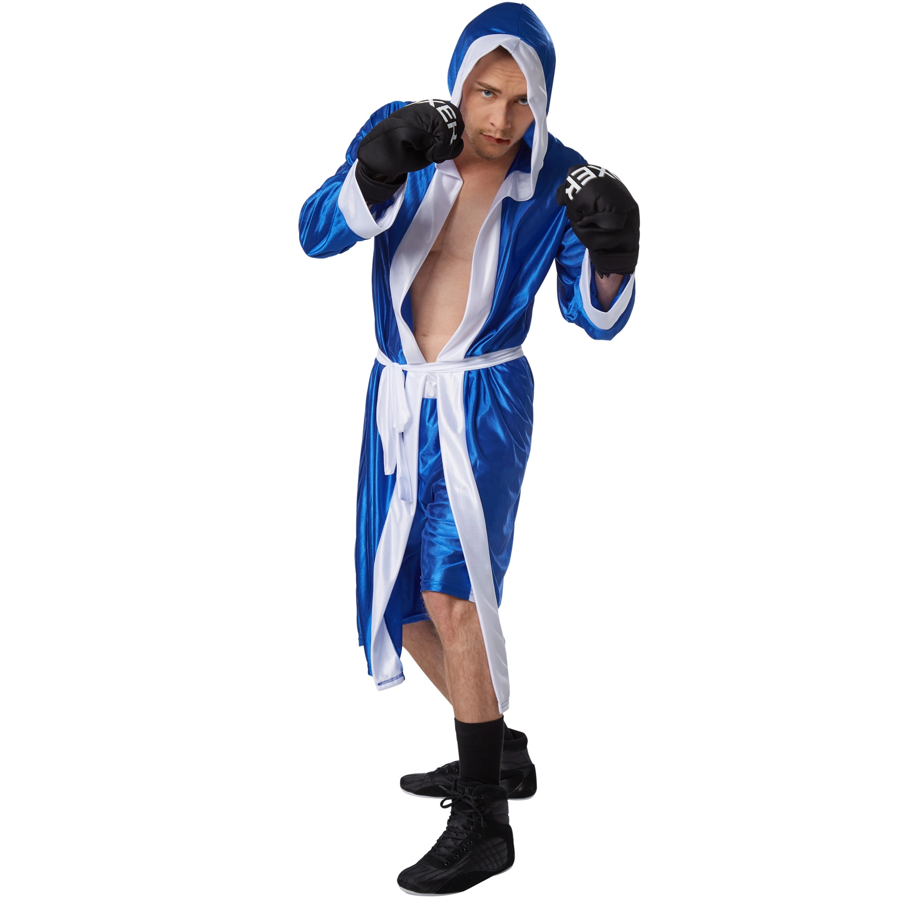 Herrenkostüm Boxer - blau/weiß, XL