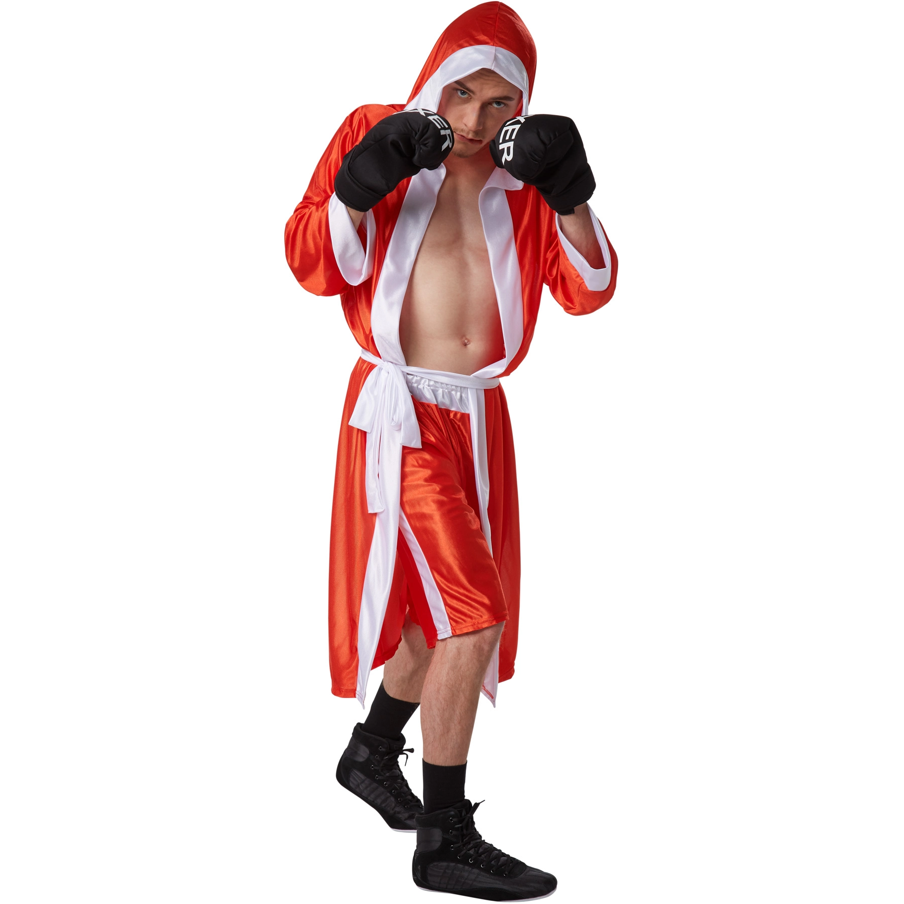 Herrenkostüm Boxer - rot/weiß, XL
