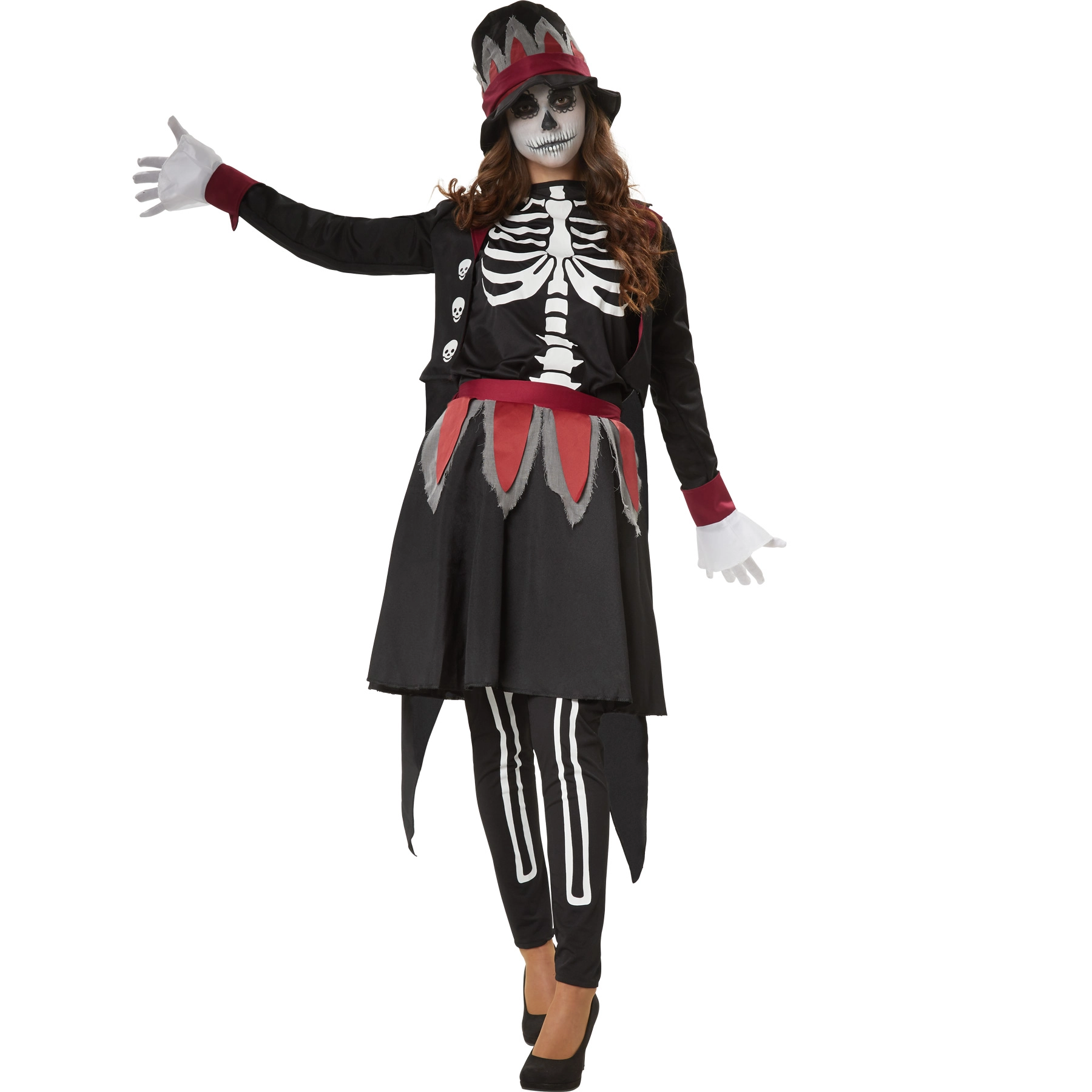 Frauenkostüm Gruselige Skull Lady - XXL