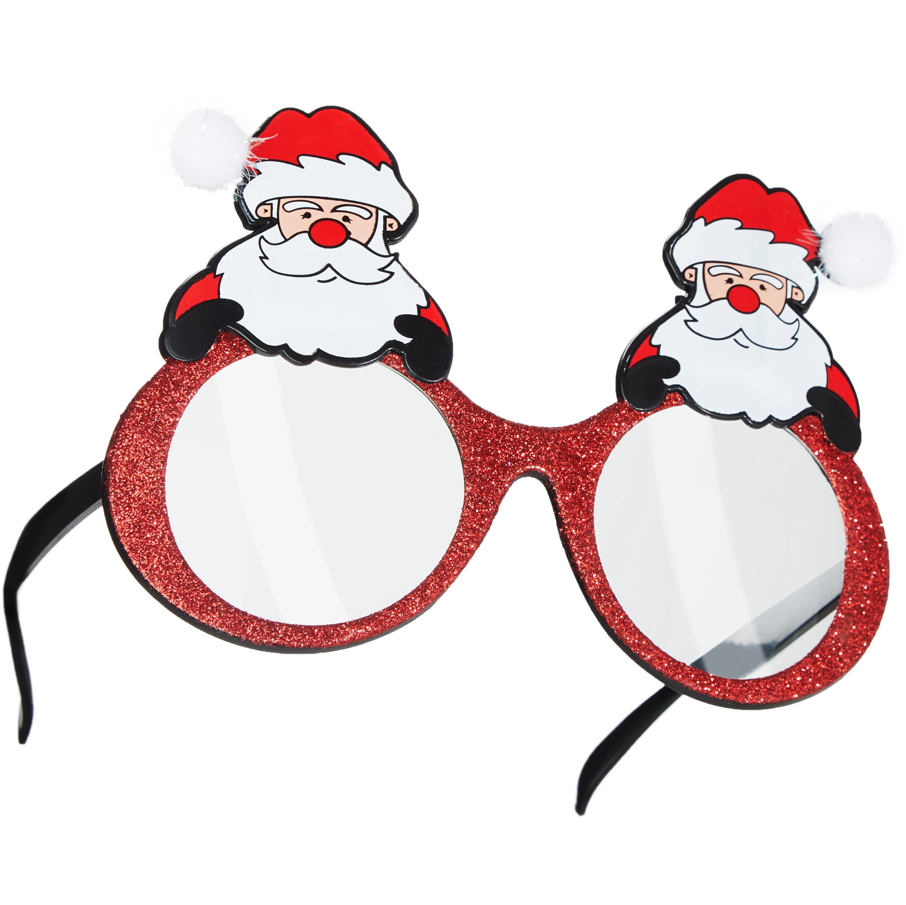 Spaßbrille Weihnachtsmänner - rot/weiß