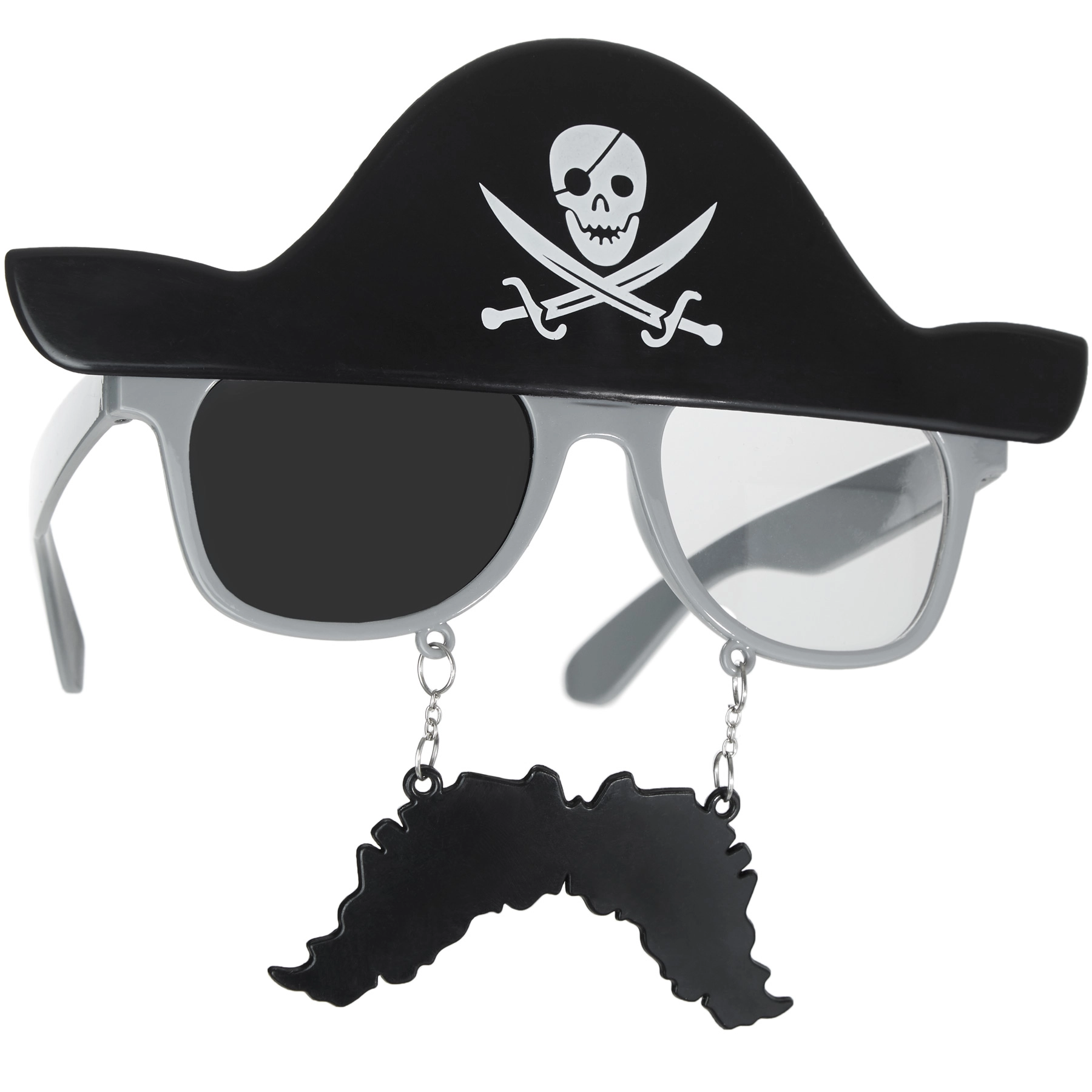 Spaßbrille Pirat mit Schnurrbart - schwarz/grau