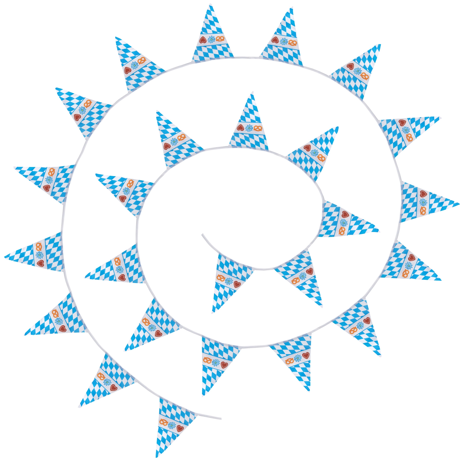 Wimpelkette mit Rautenmuster blau-weiß und Motiven - pro Stück