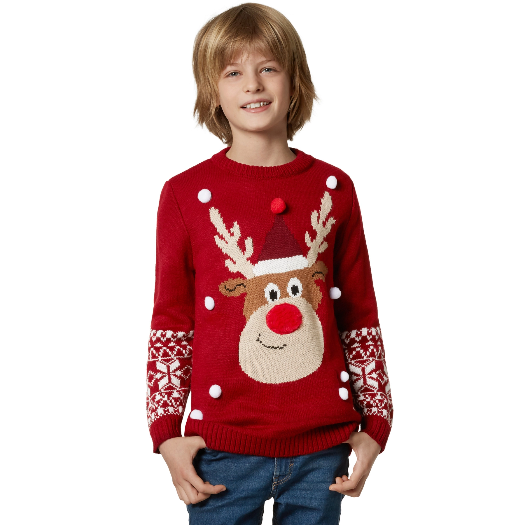 Weihnachtspullover Rudi Rentier für Kinder - 140 (9-10 Jahre)