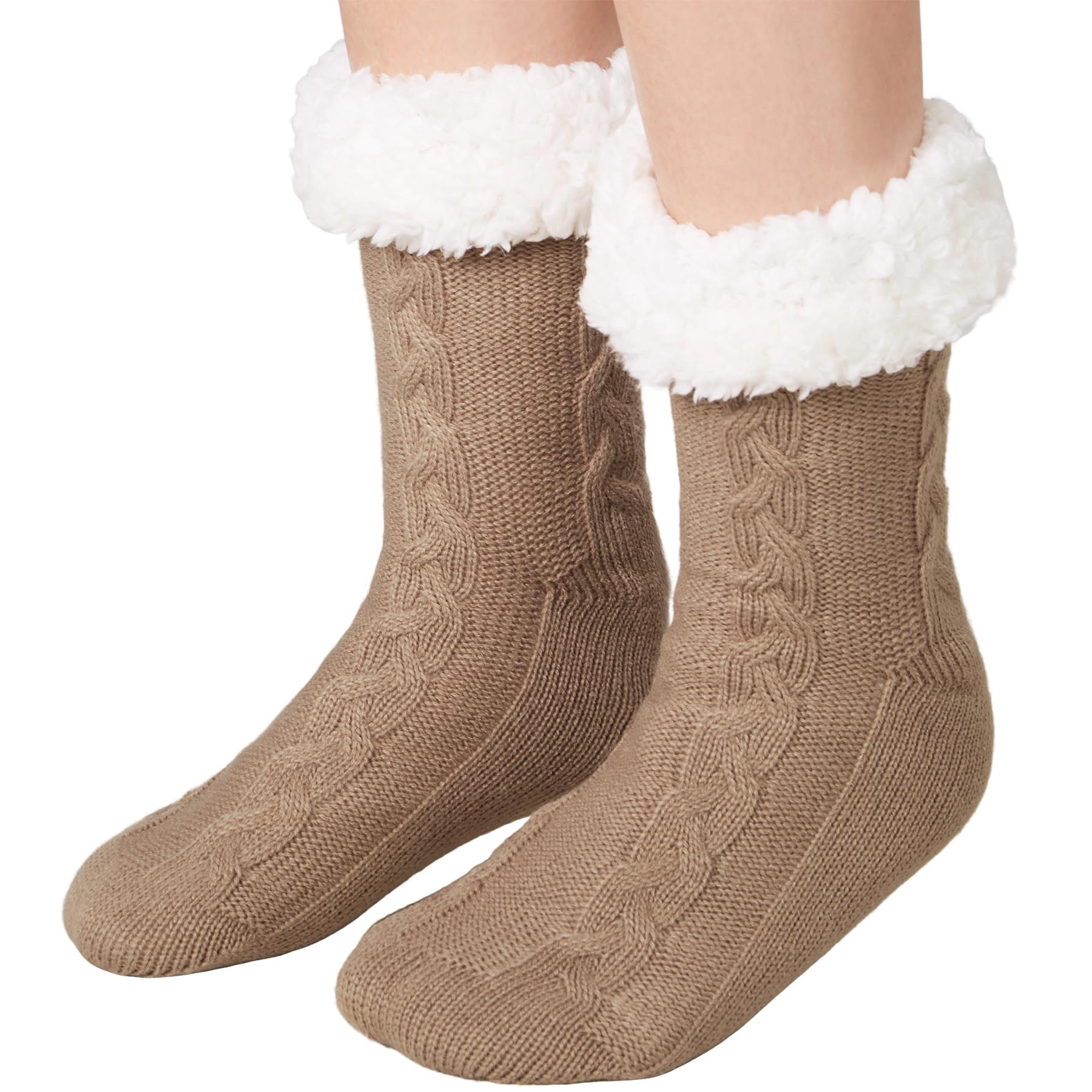Kuschelsocken mit Muster braun - 39-42