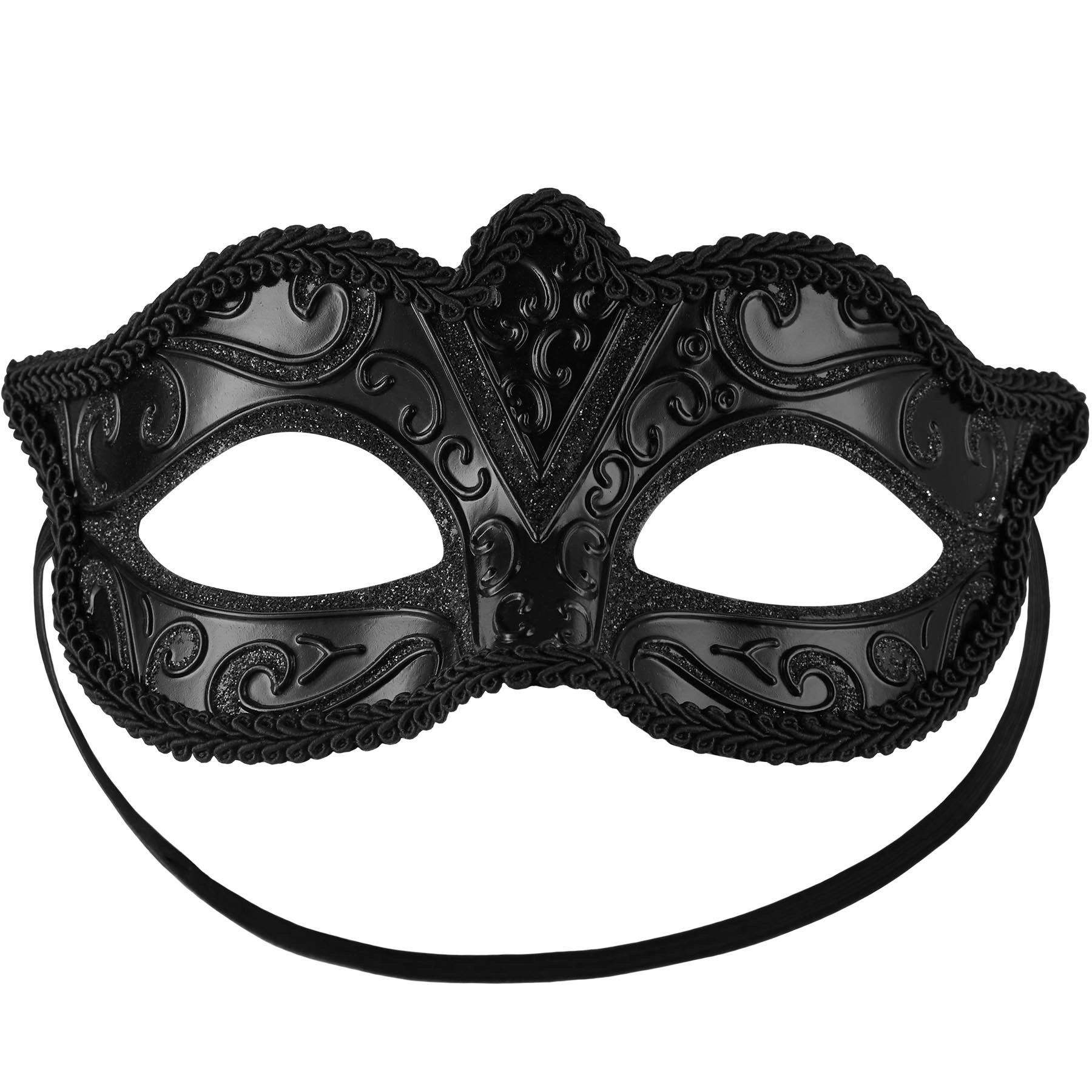 Venezianische Maske mit Muster - schwarz