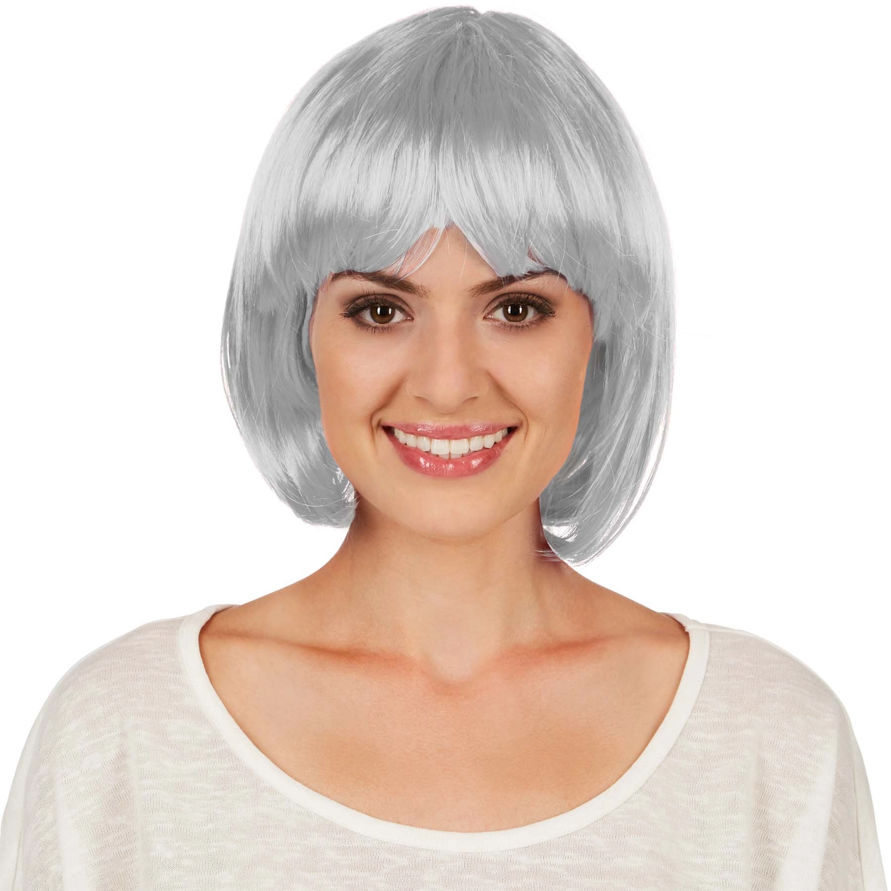 Perücke Kurze Haare Bob - grau