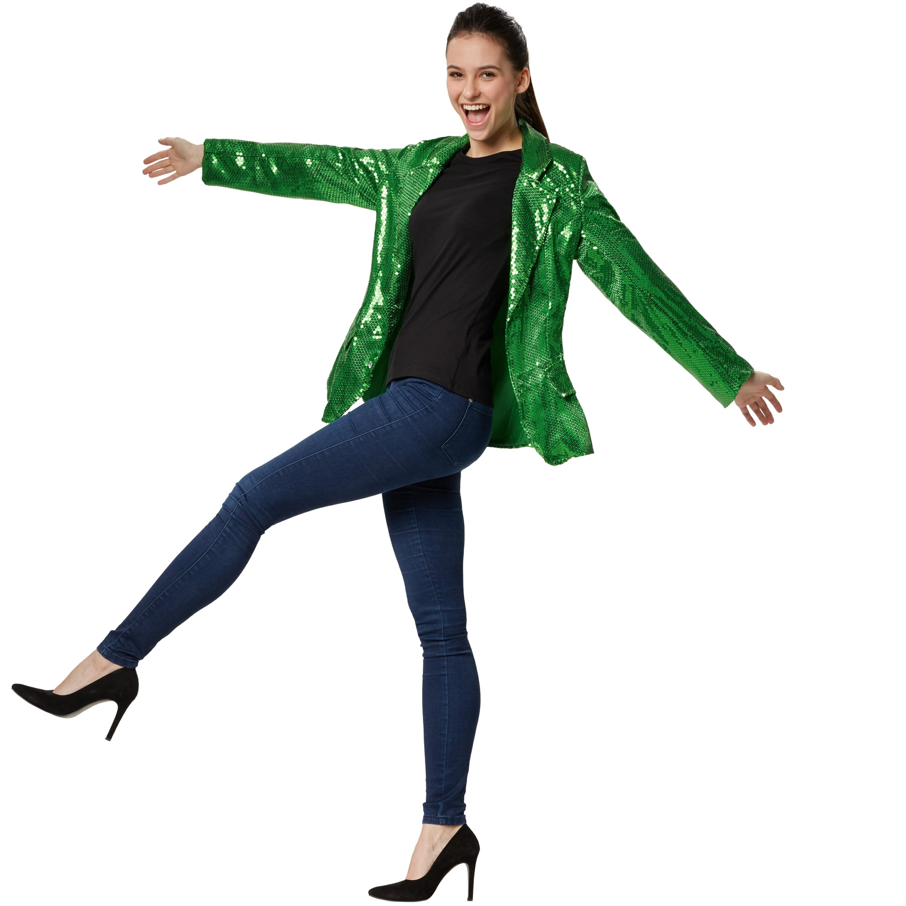 Pailletten-Jackett Damen - grün, XXL