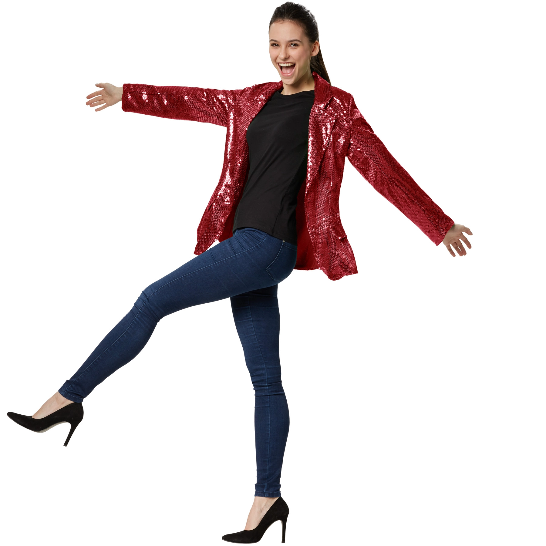 Pailletten-Jackett Damen - bordeaux, M