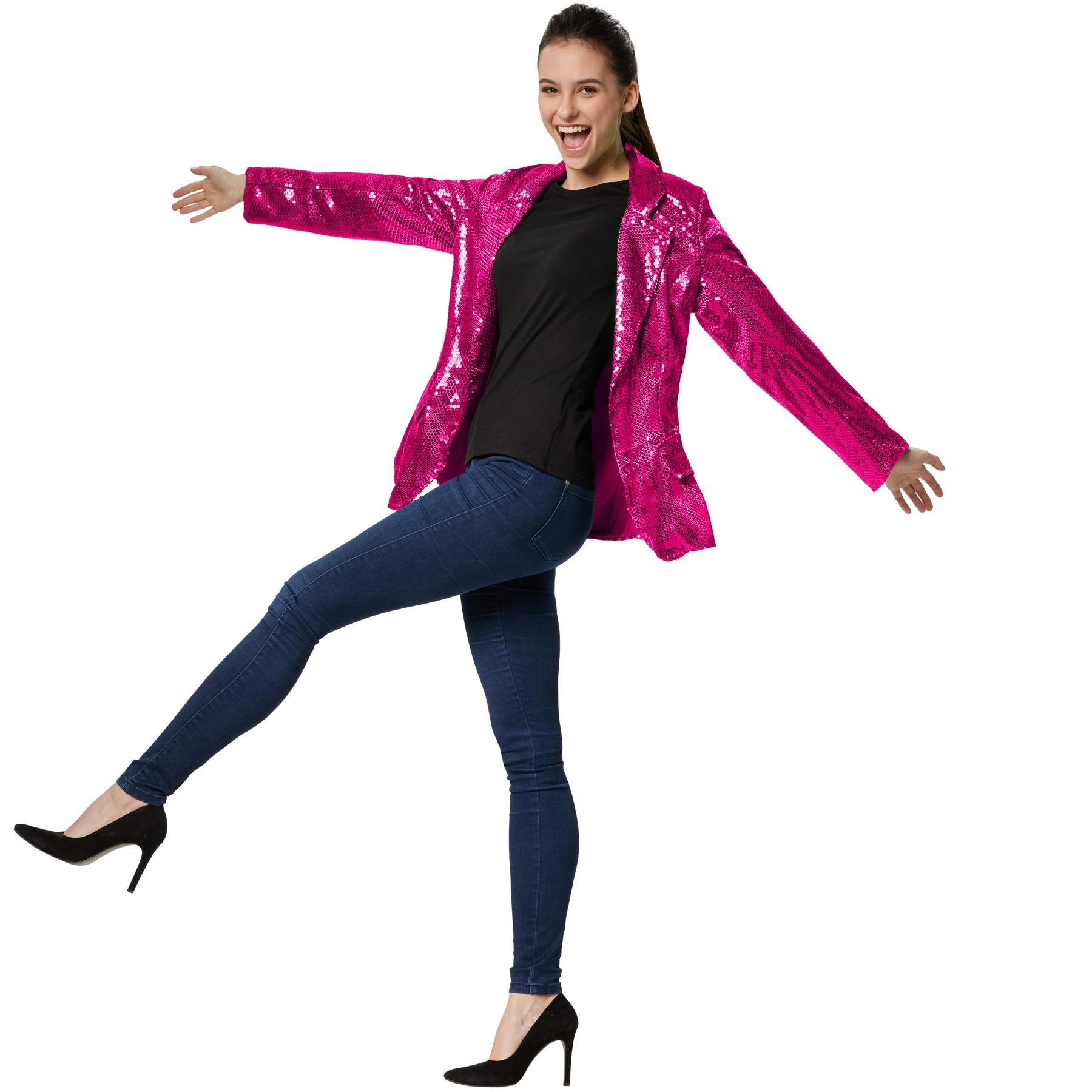 Pailletten-Jackett Damen - pink, XXL