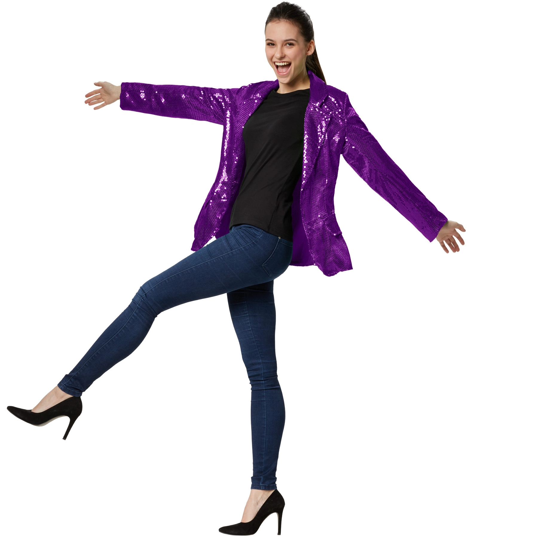 Pailletten-Jackett Damen - lila, XXL