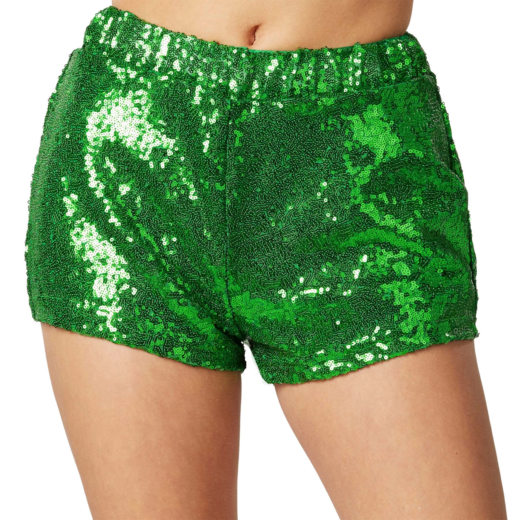 Pailletten-Shorts - grün, L