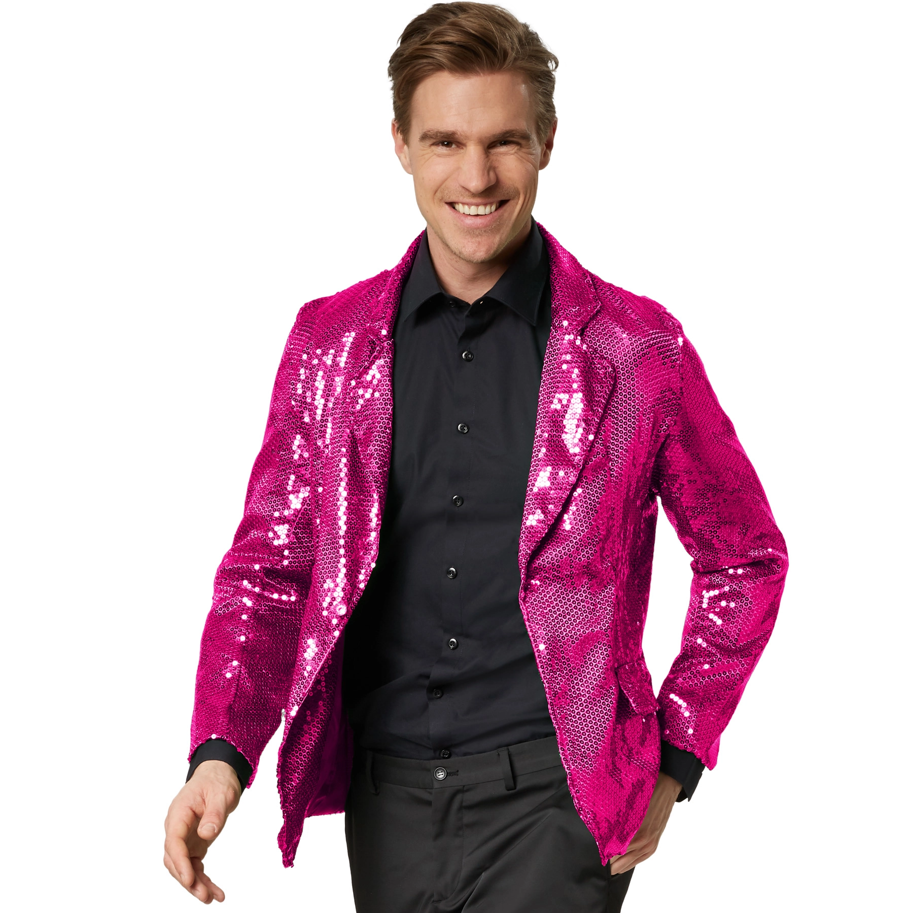 Pailletten-Jackett Herren - pink, M