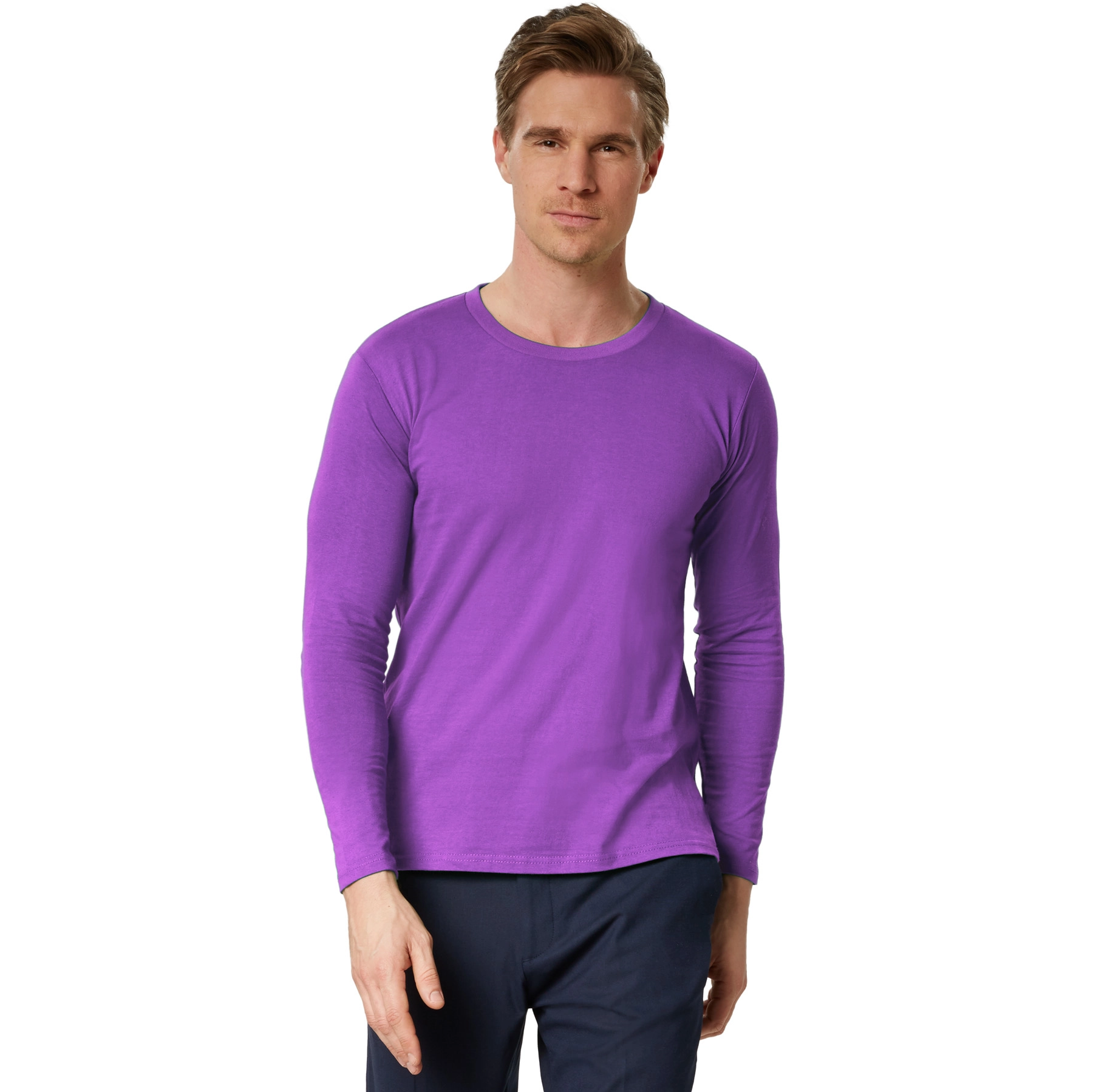 Langarm-Shirt Männer - lila, XXL