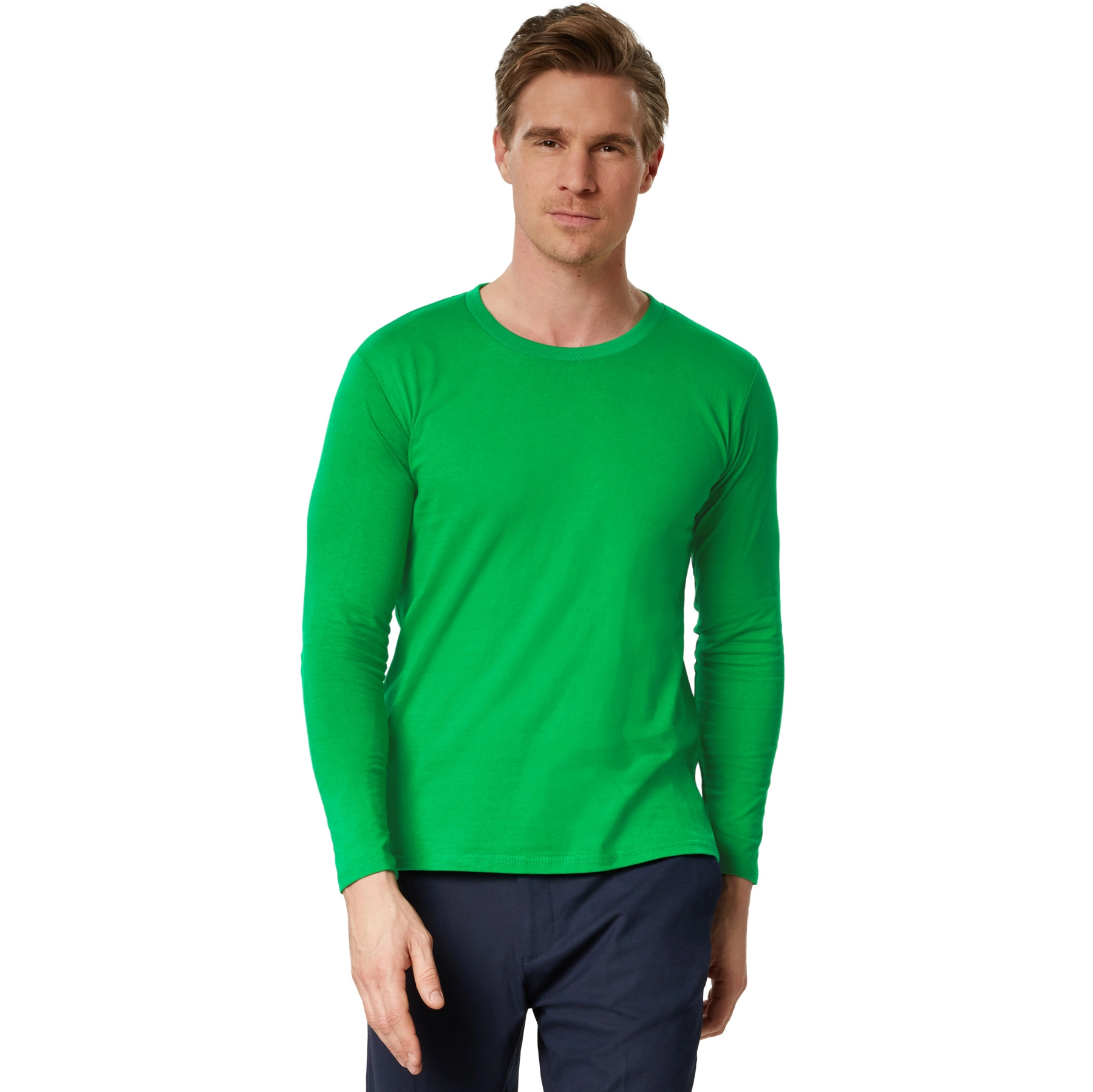 Langarm-Shirt Männer - grün, XXL