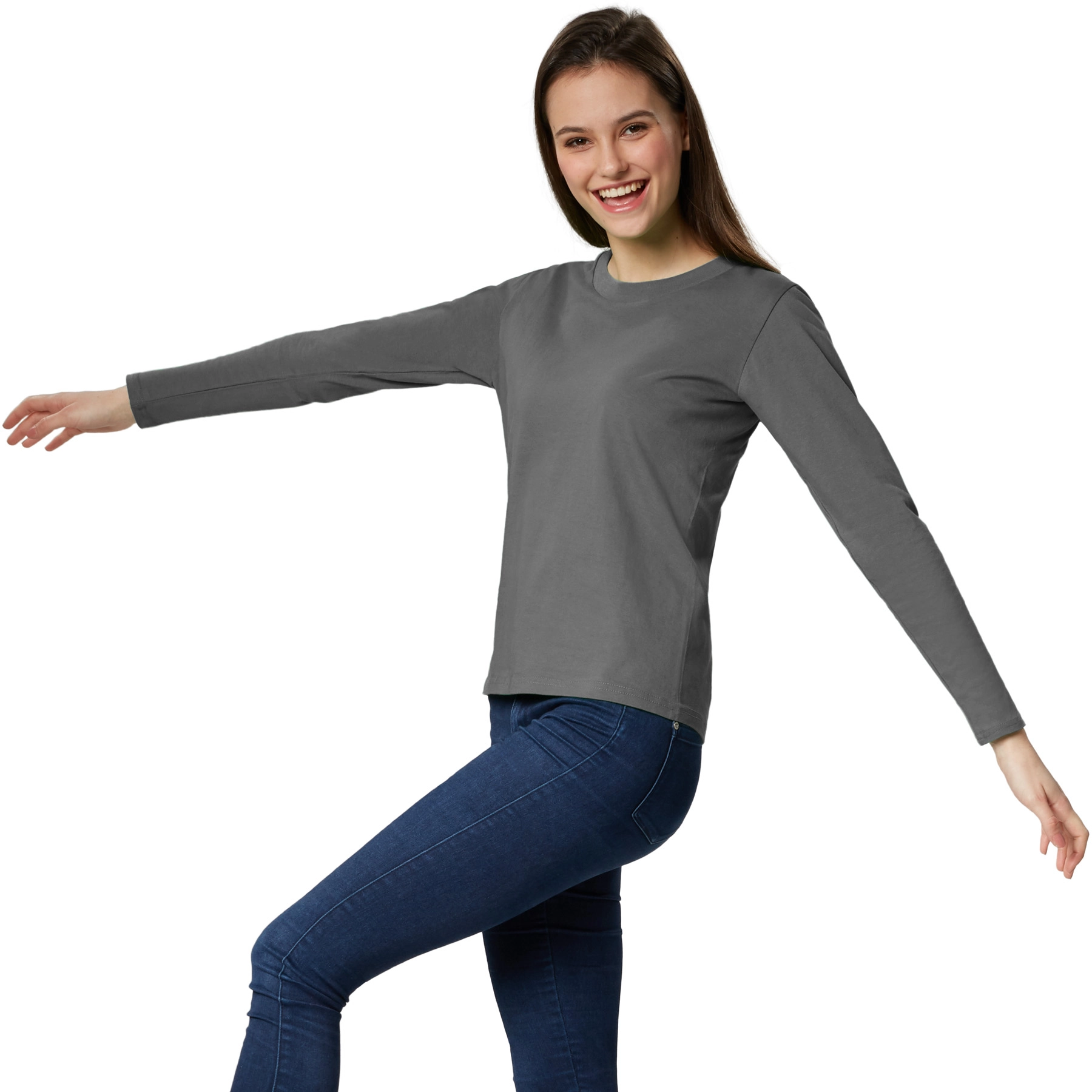 Langarm-Shirt Frauen - grau, XL