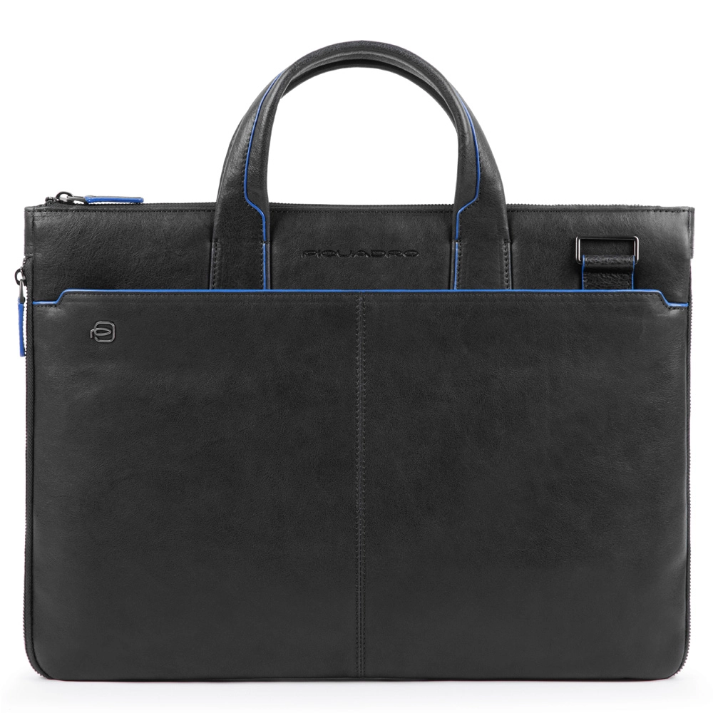 Piquadro Blue Square Special Schmale, ausdehnbare Laptoptasche schwarz