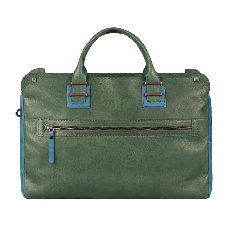 Piquadro TAU Doppelgriff-Laptoptasche mit Front-tasche und Fach für Tablet forest green