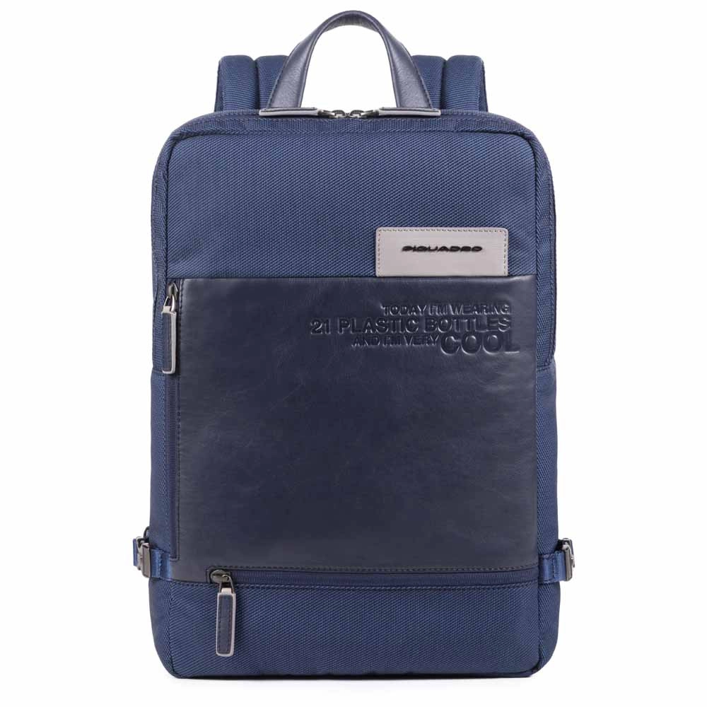 Piquadro Ade Großer Laptoprucksackaus recyceltem Stoff blau