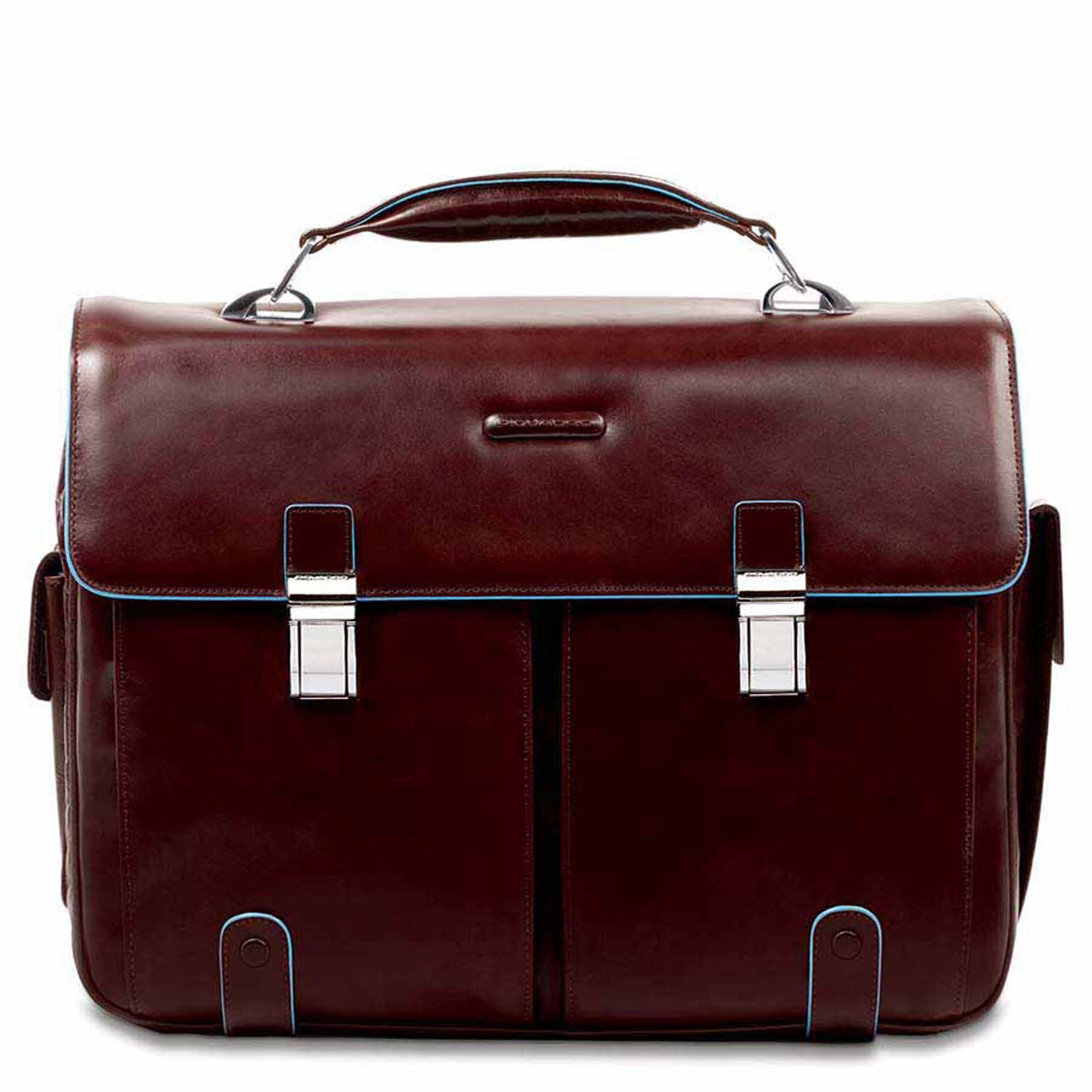 Piquadro Blue Square Laptoptasche 15.6  mit Tabletfach und Vortaschen Mahagoni