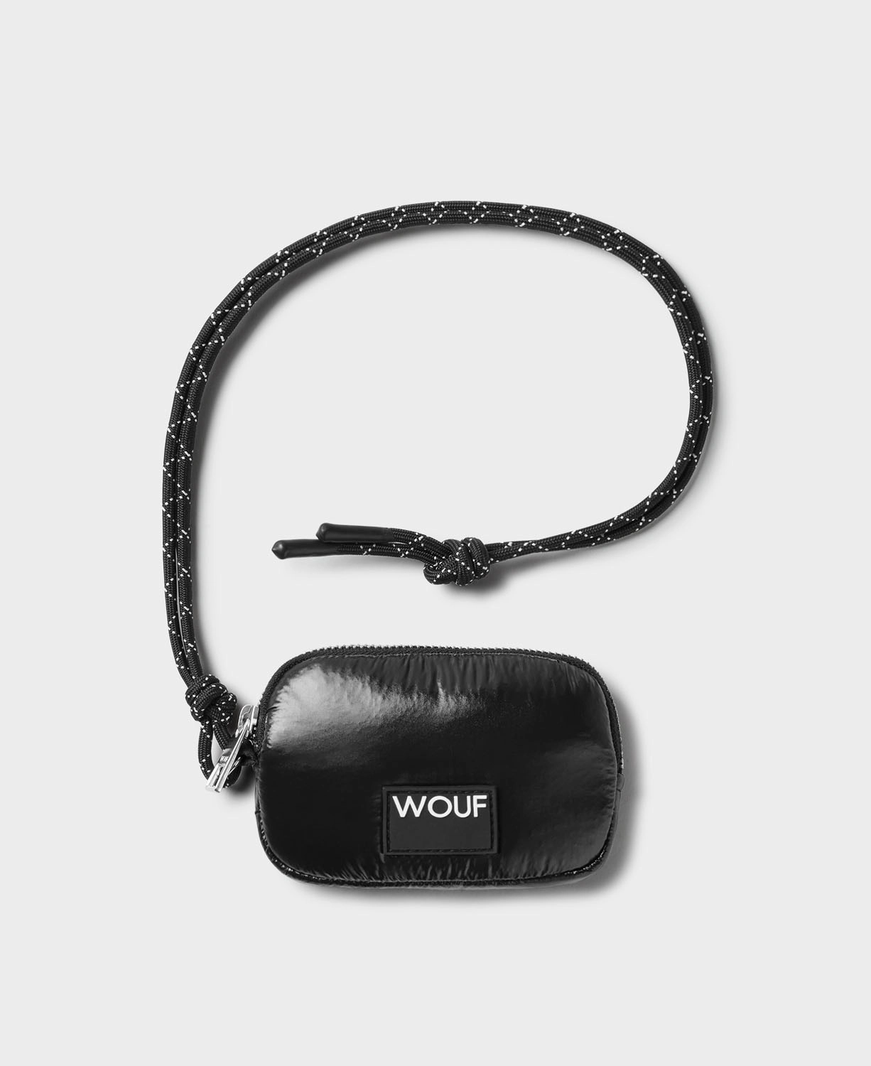 Wouf Quilted Collection Crossbody Coin Purse -Glossy Black