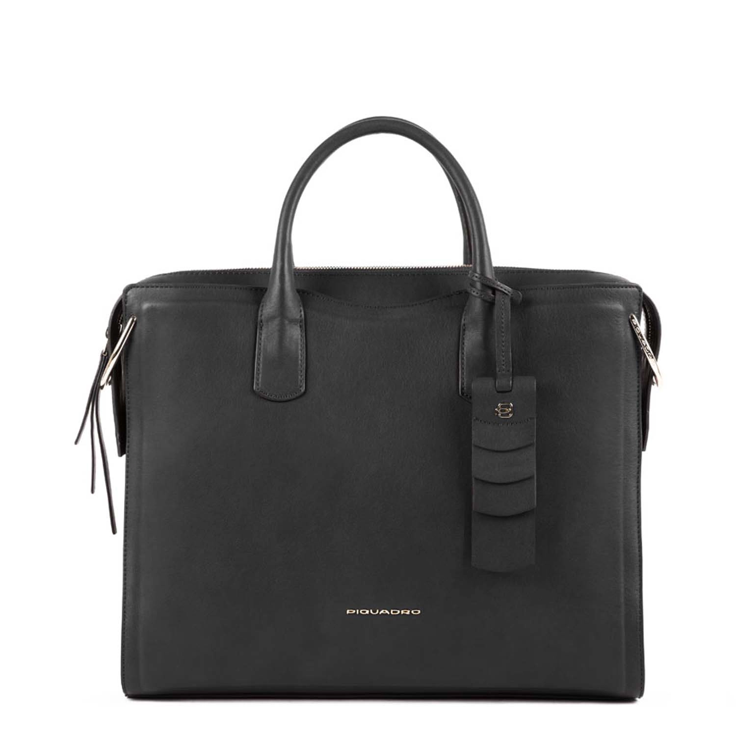 Piquadro Gea Kurzgrifflaptoptasche 14  mit Anti-Stoss Schutz schwarz