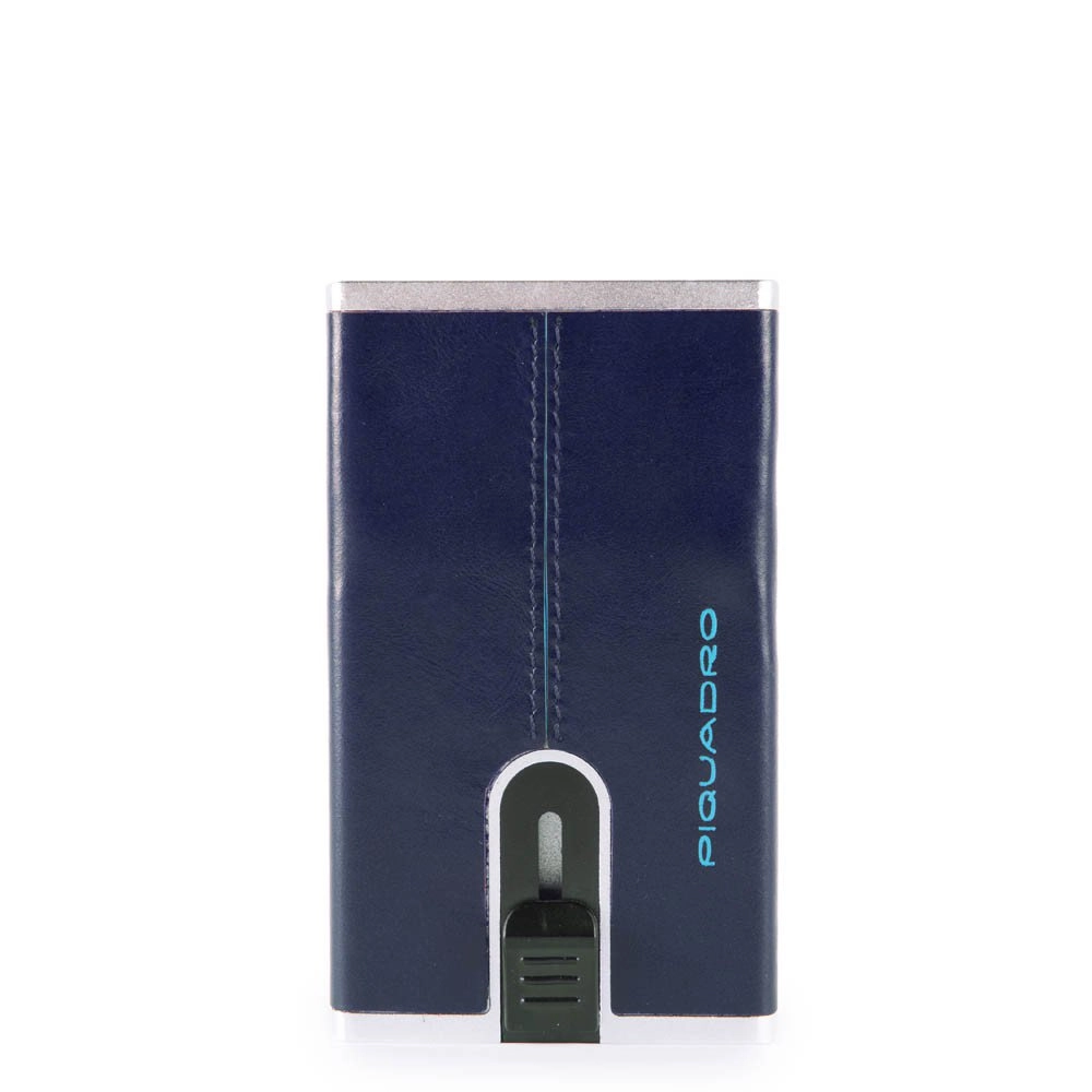 Piquadro Blue Square Kreditkartenetui mit Schiebesystem und RFID-Blocker Nachtblau