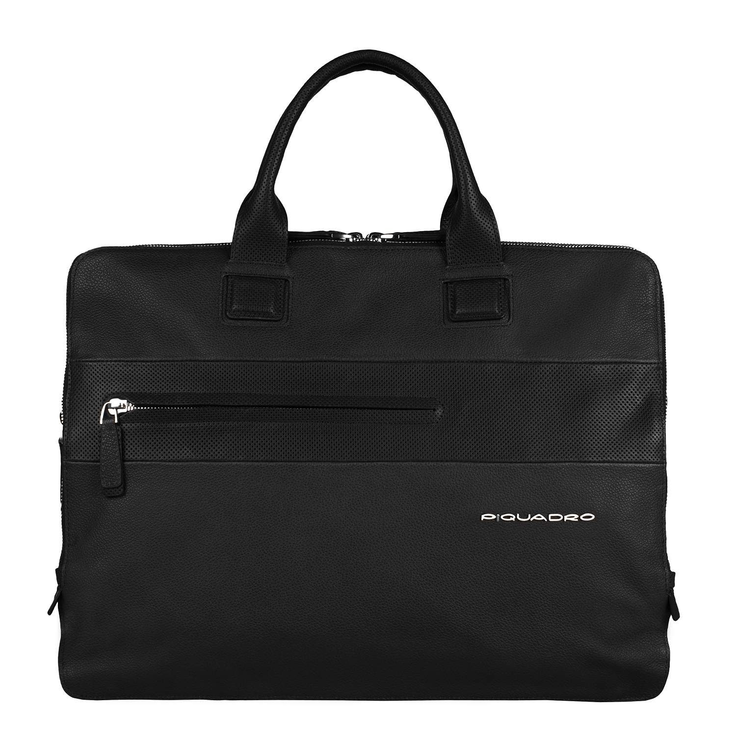 Piquadro Laszlo Doppelgriff-Laptoptasche mit drei Einsteckfächern black