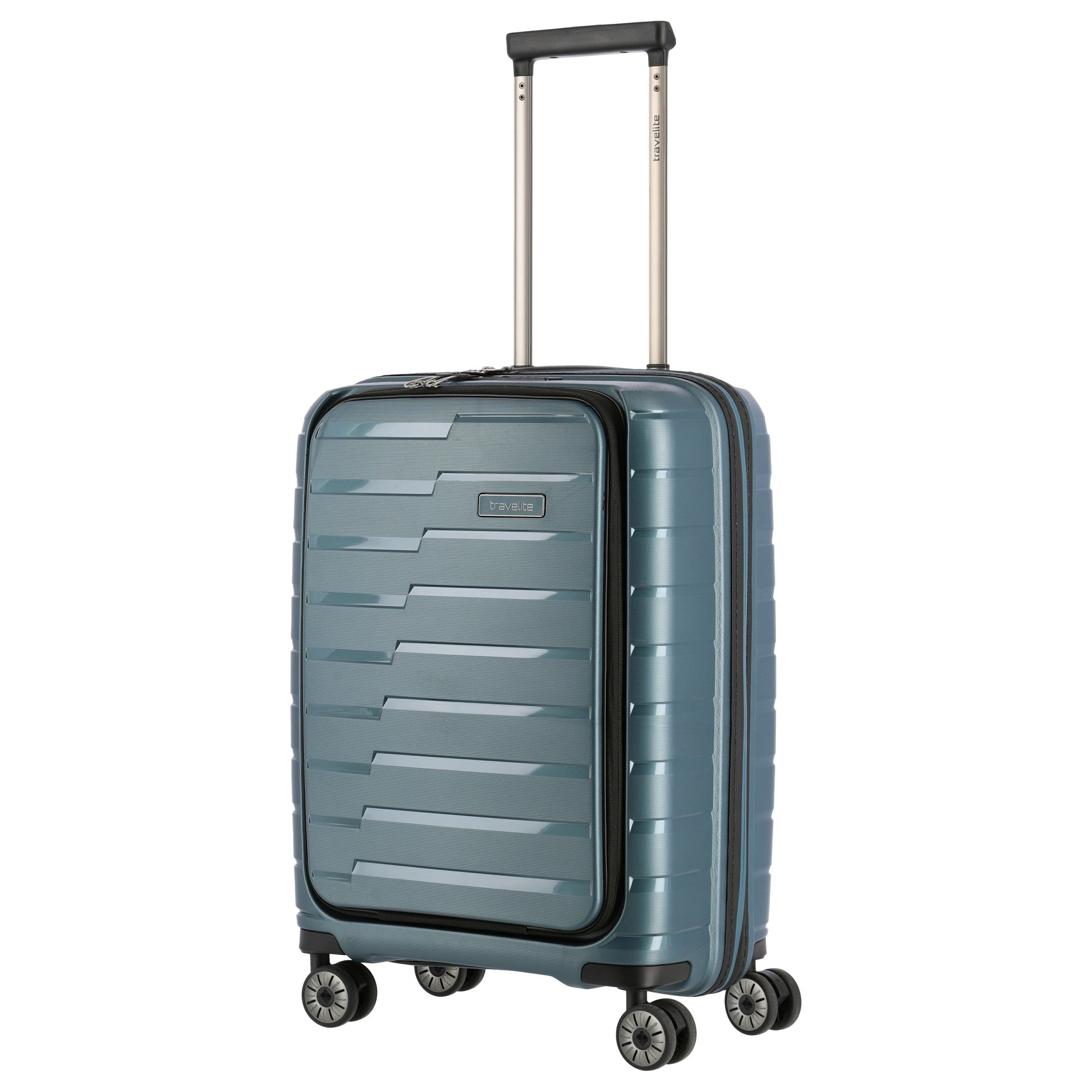 Travelite Air Base Trolley S, 4 Rollen mit Vortasche Eisblau
