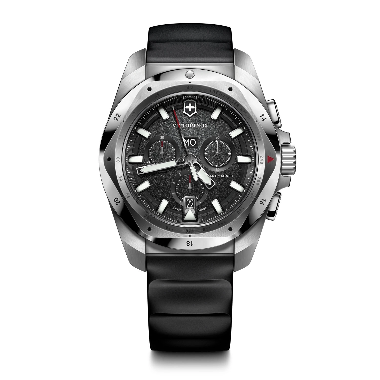 Victorinox I.N.O.X. Chrono Herrenuhr, Kautschuk Silber/Schwarz