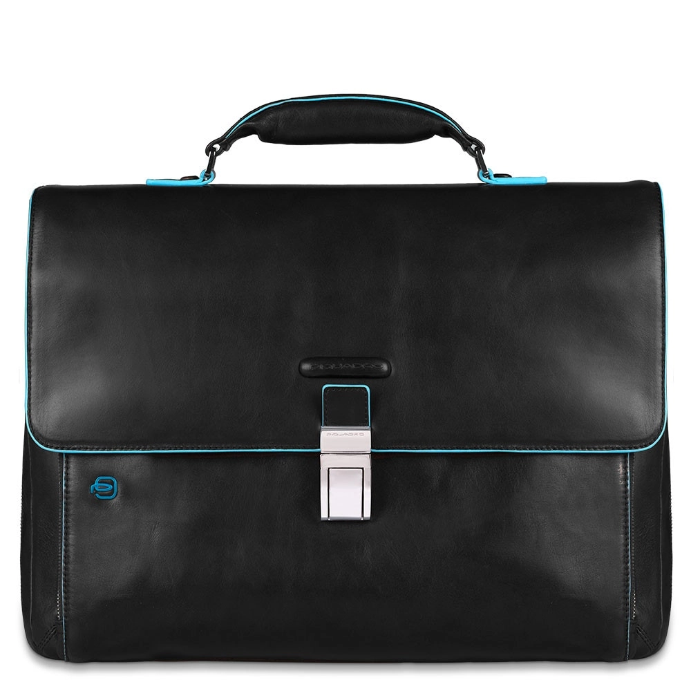 Piquadro Blue Square Erweiterbare Laptoptasche 15  mit Tabletfach Schwarz