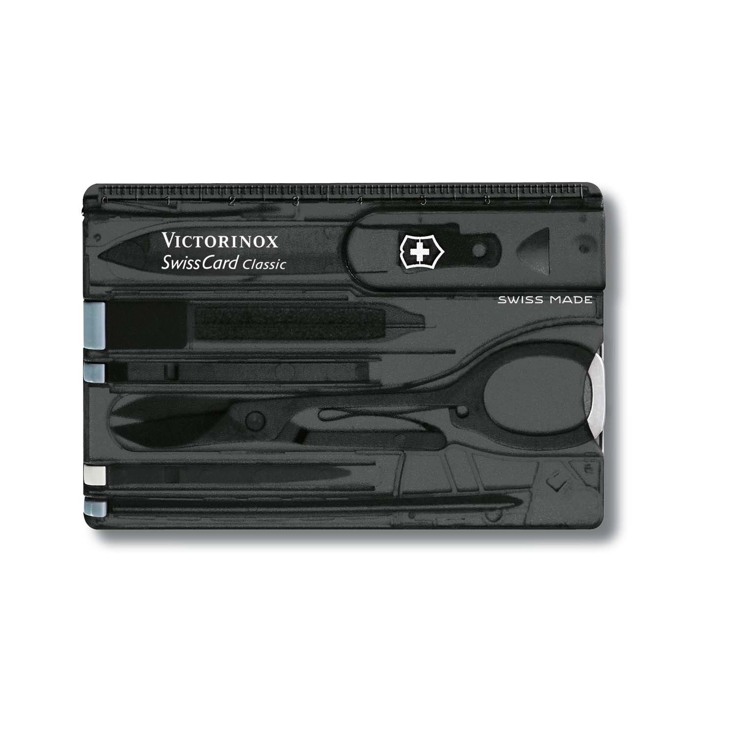 Victorinox Swiss Card Classic, 10 Funktionen Schwarz transparent