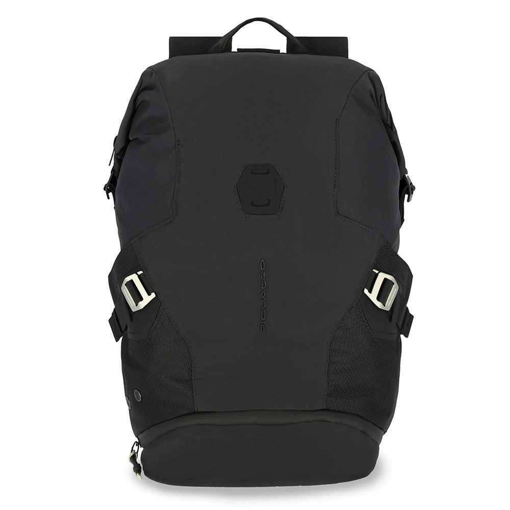 Piquadro PQ-Modular Laptoprucksack 15,6  aus rezykliertem antiviralen Stoff Schwarz