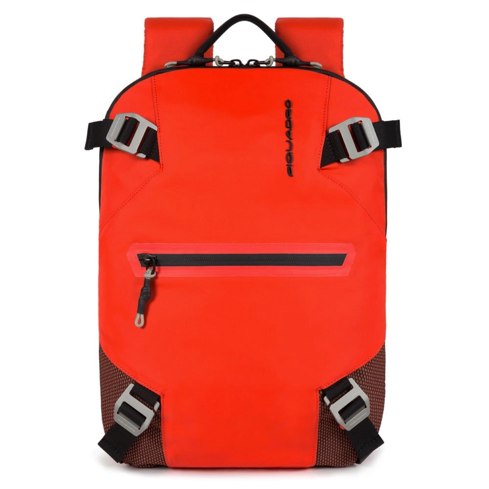 Piquadro PQ-Modular Laptoprucksack 13,3  aus rezykliertem antiviralen Stoff Rot