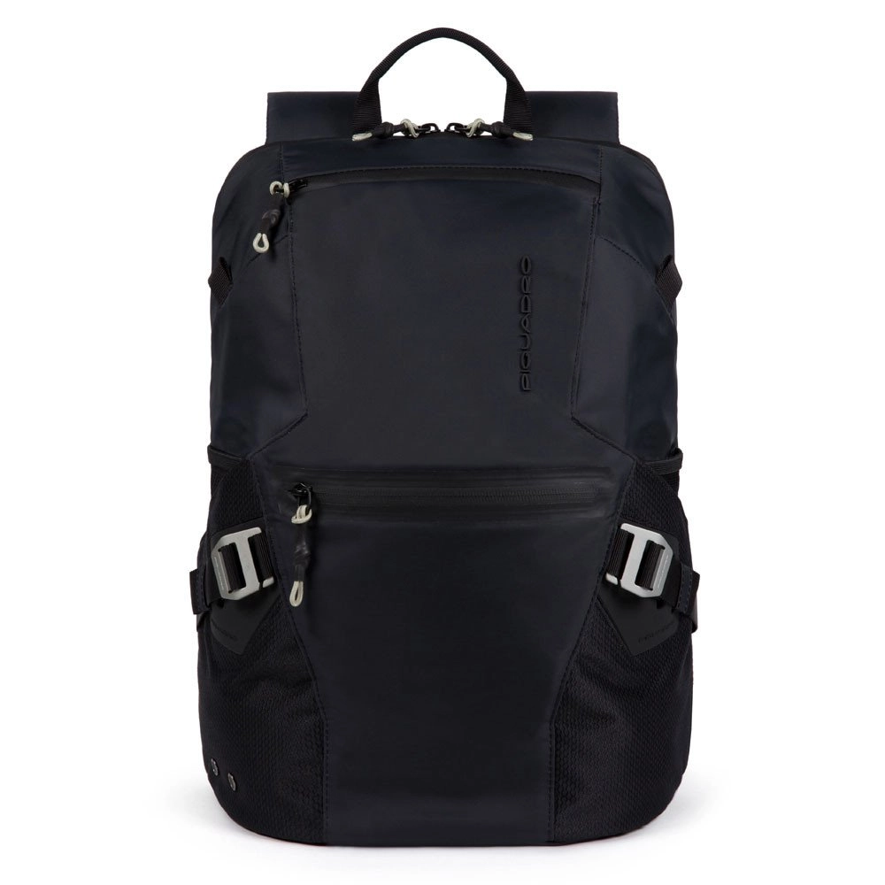 Piquadro PQ-Modular Laptoprucksack 15  aus rezykliertem antiviralen Stoff und RFID Blocker Schwarz