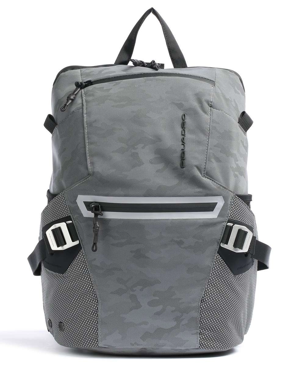 Piquadro PQ-Modular Laptoprucksack 15  aus rezykliertem antiviralen Stoff und RFID Blocker Camo Grigio