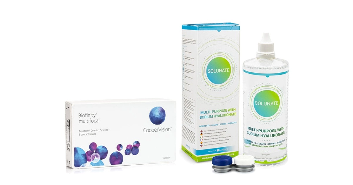 Biofinity Multifocal (3 Linsen) + Solunate Multi-Purpose 400 ml mit Behälter