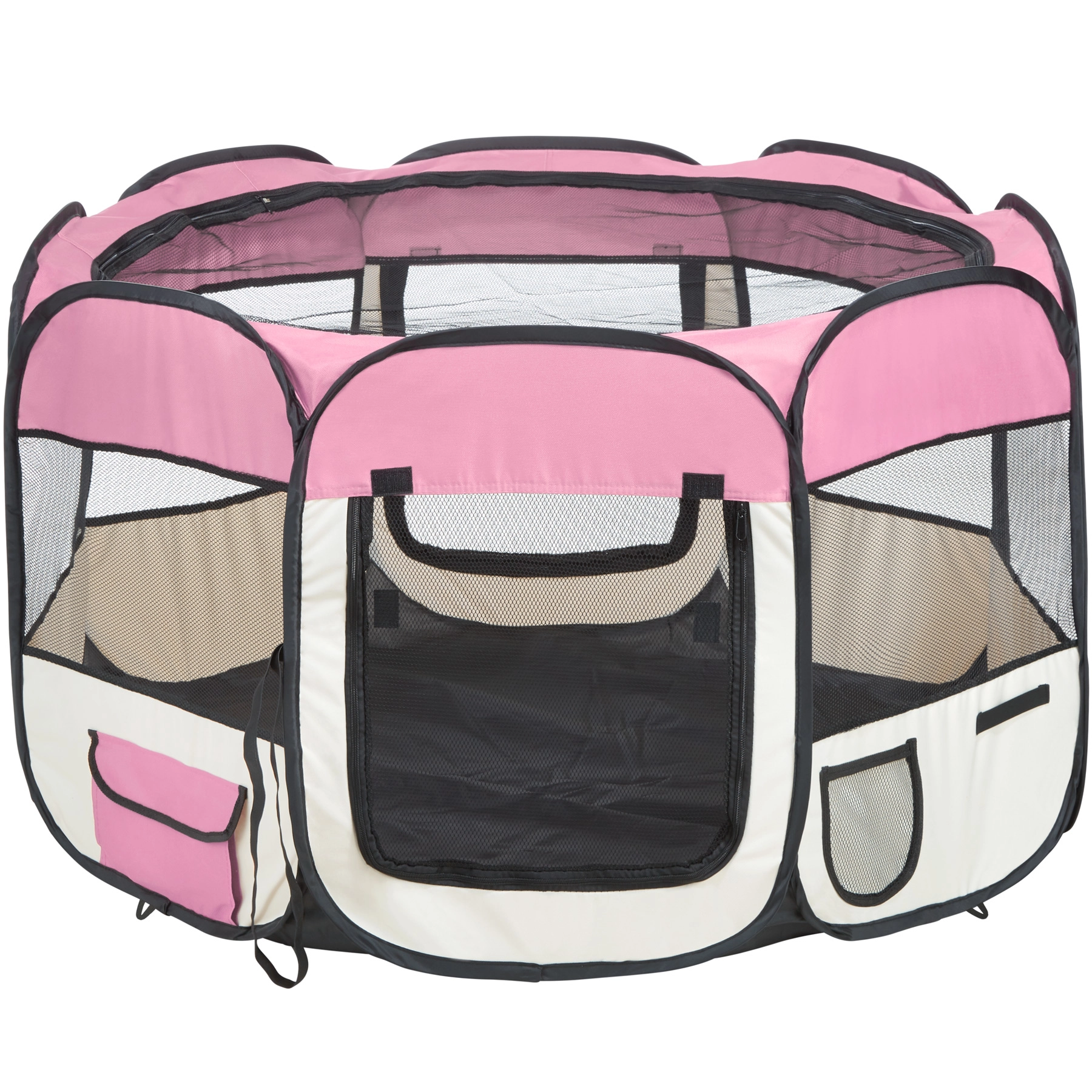 Tierlaufstall aus Polyester inkl. Tragetasche - rosa