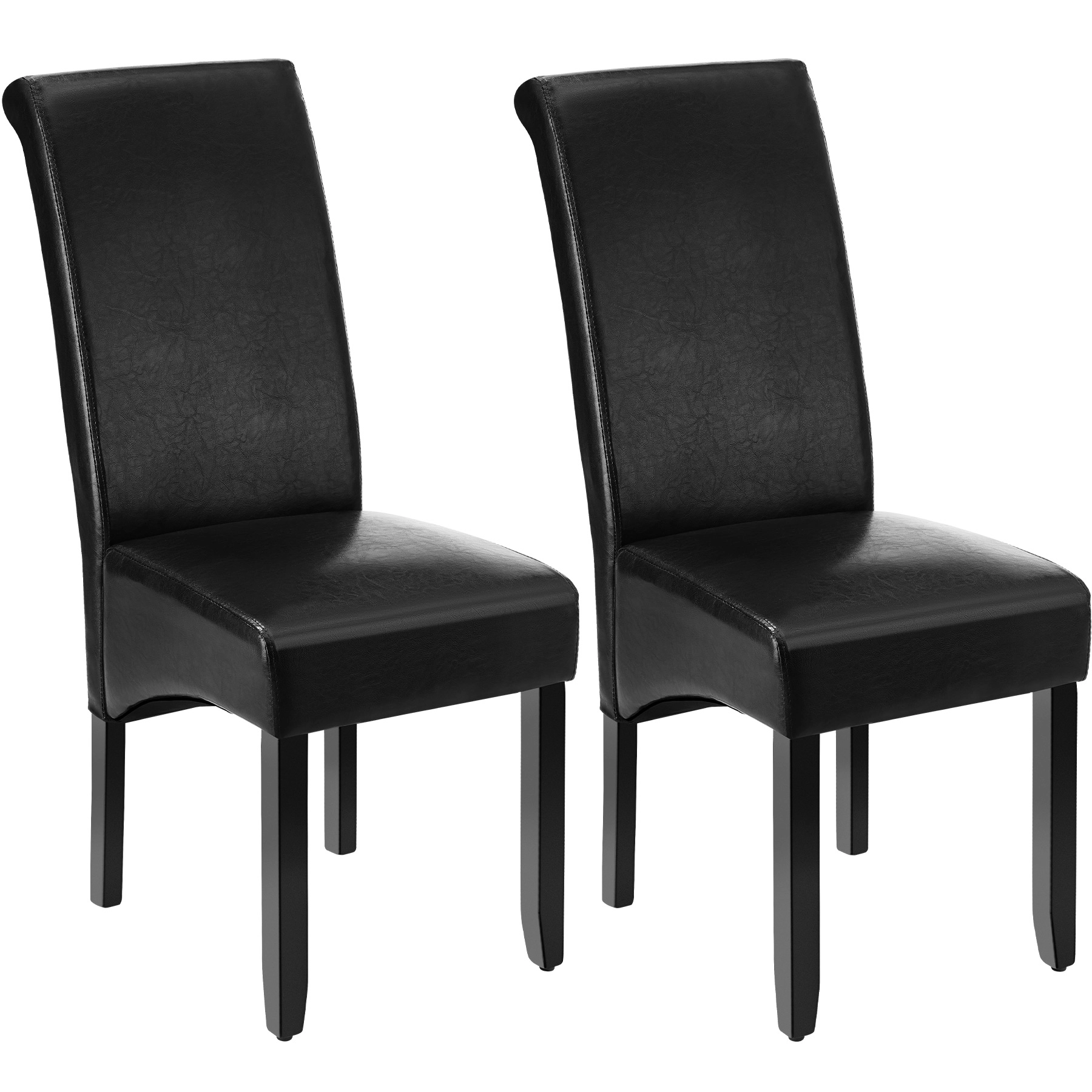 Esszimmerstuhl, ergonomisch, massives Hartholz - schwarz, 2er Set