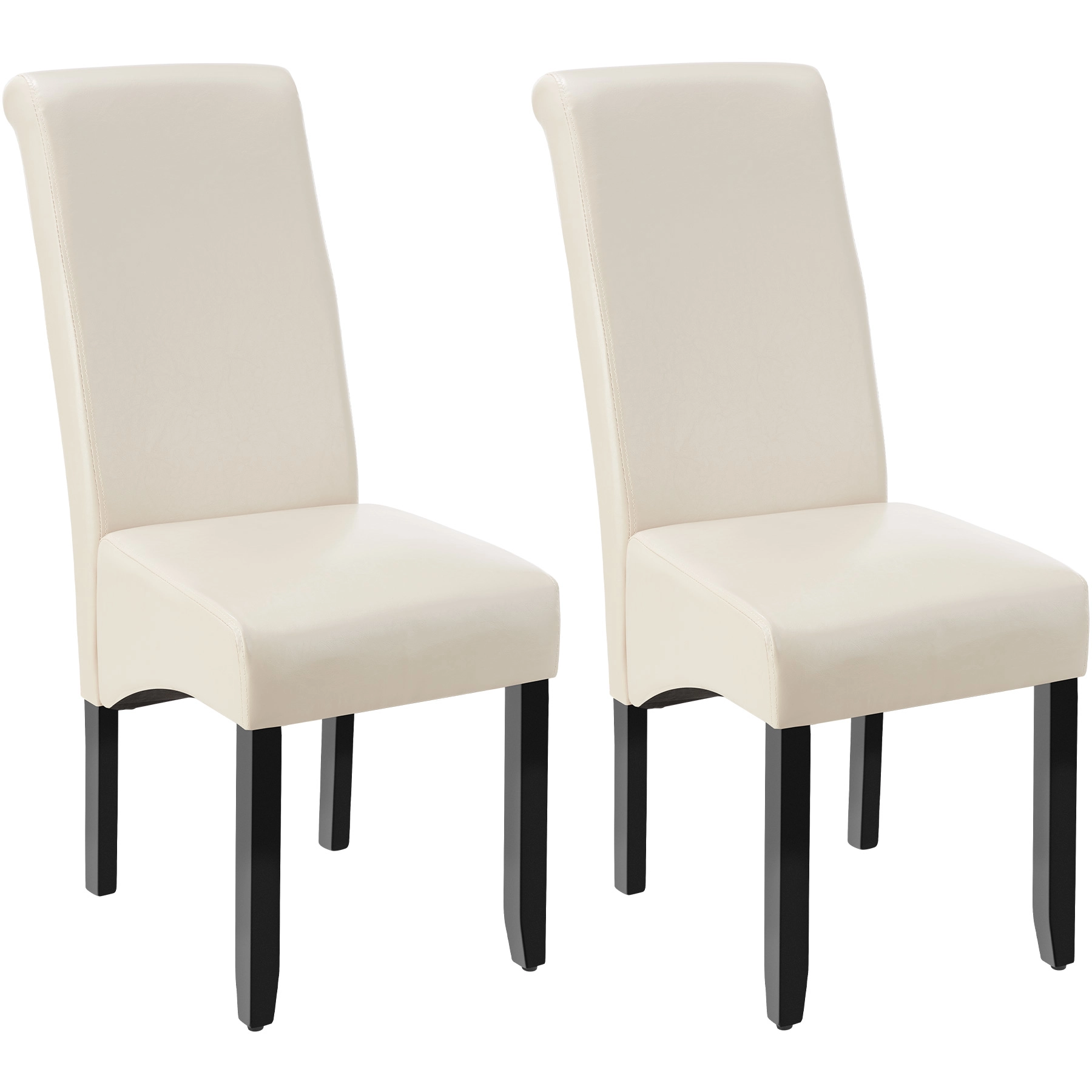 Esszimmerstuhl, ergonomisch, massives Hartholz - creme, 2er Set