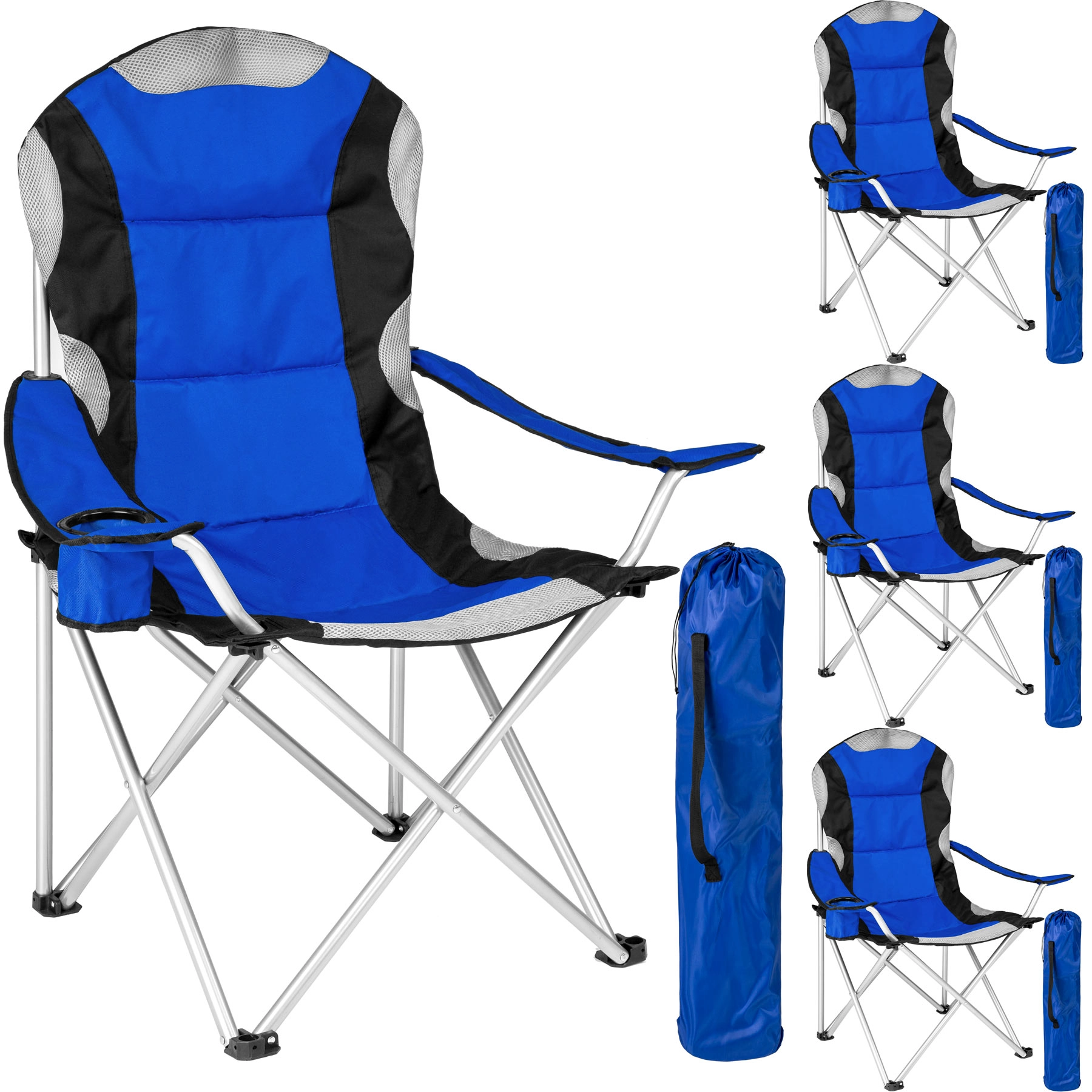 4 Campingstühle mit Polsterung - blau