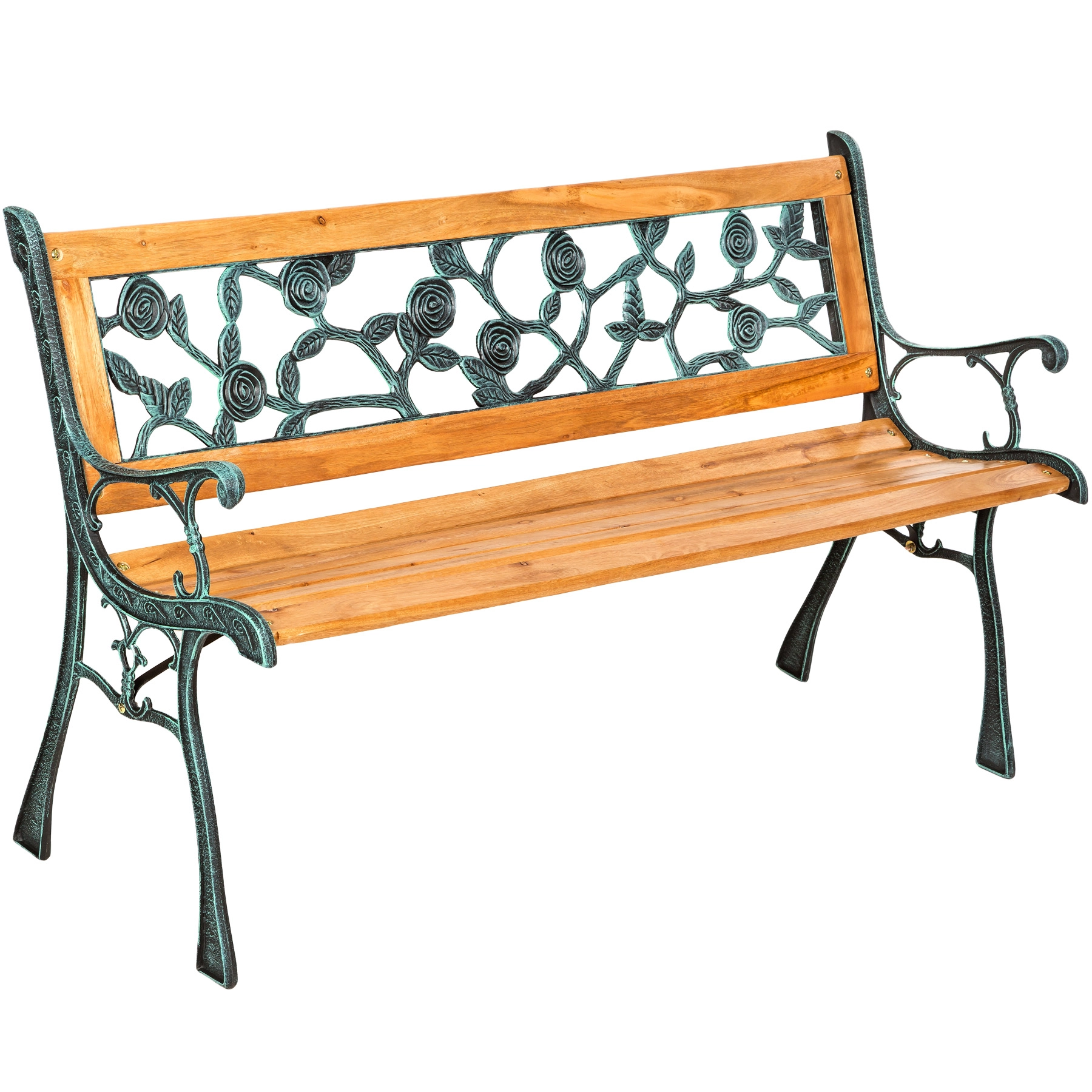 Gartenbank Marina 2-Sitzer aus Holz und Gusseisen 124x52x74cm - braun