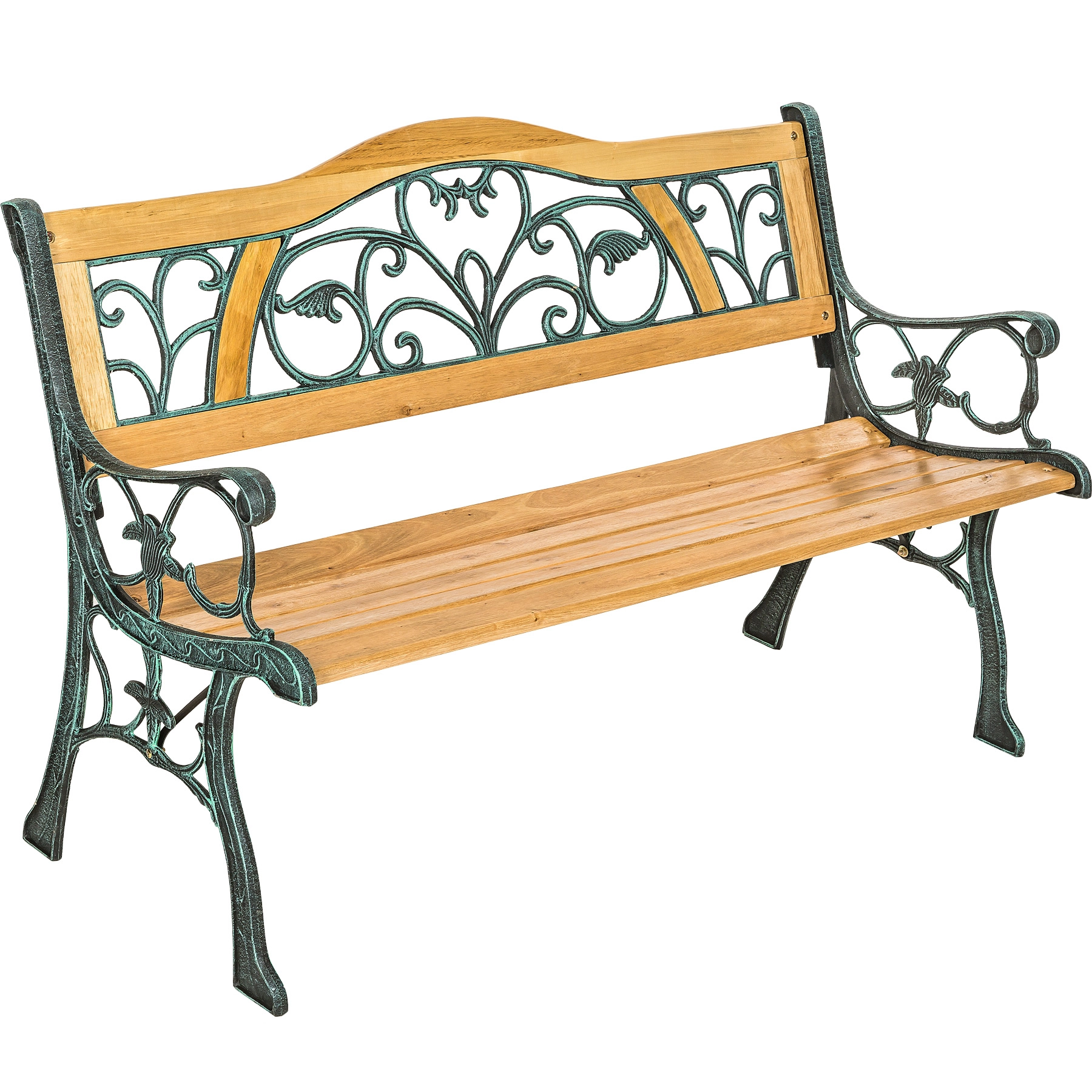 Gartenbank Kathi 2-Sitzer aus Holz und Gusseisen 124x60x83cm - braun